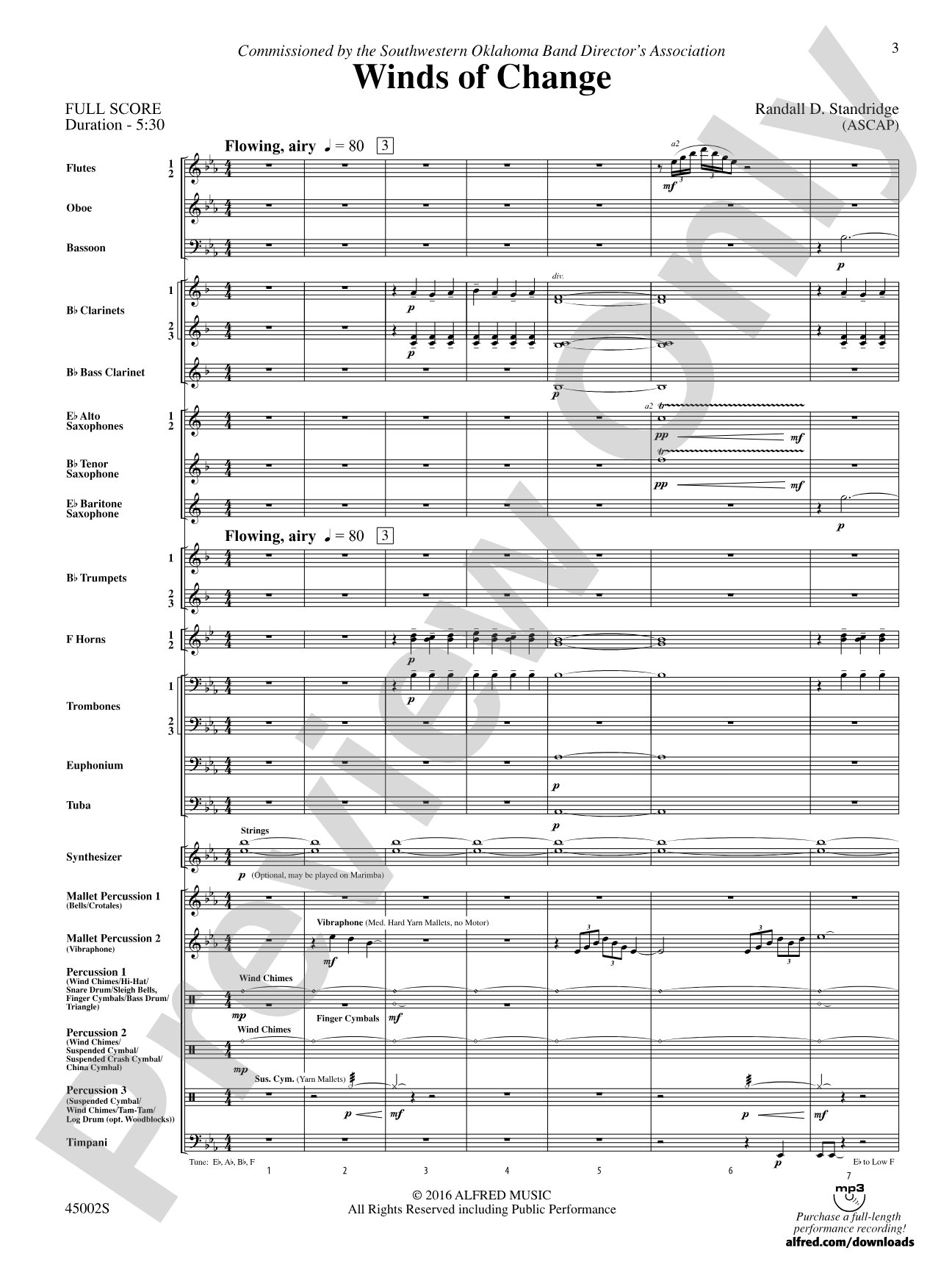 Winds of Change: Score