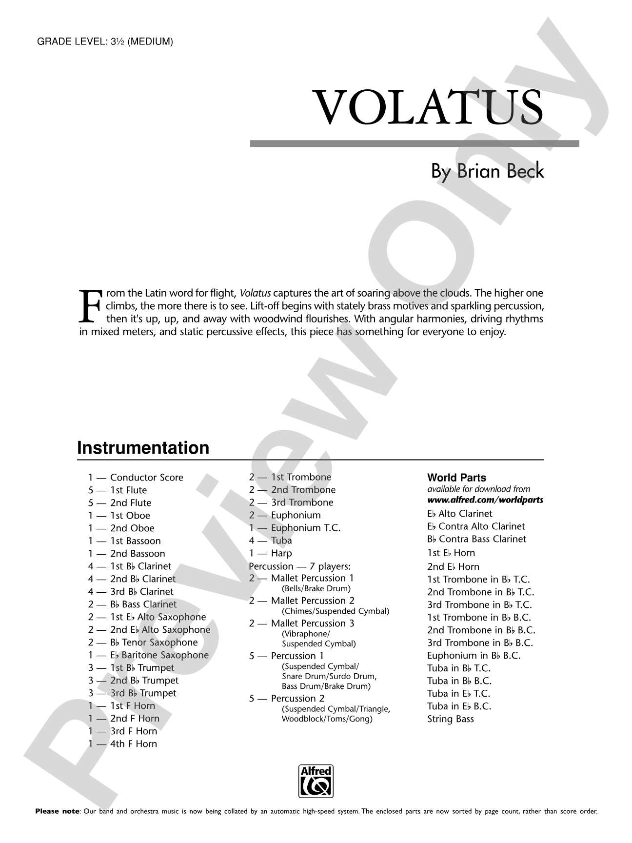 Volatus: Concert Band Conductor Score & Parts