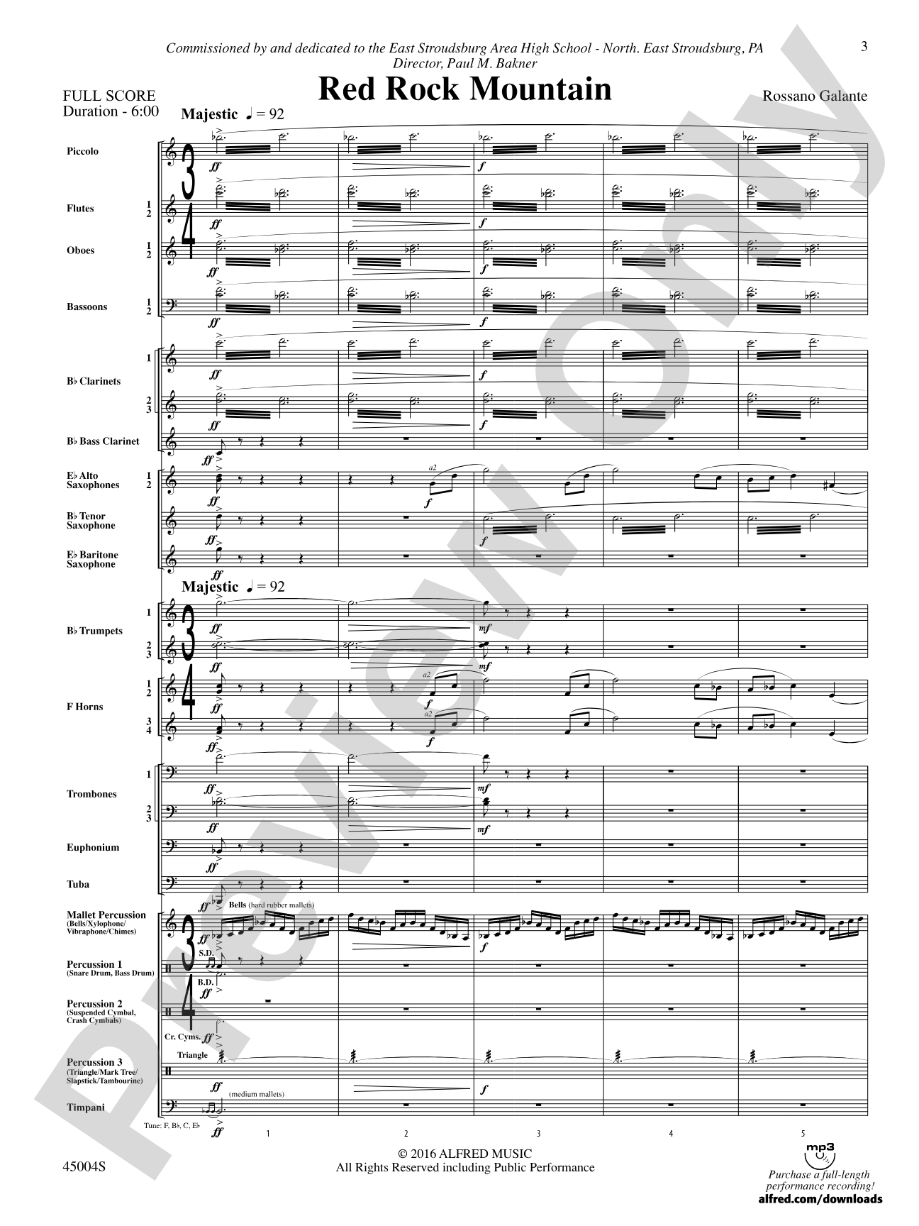 Red Rock Mountain: Concert Band Conductor Score & Parts