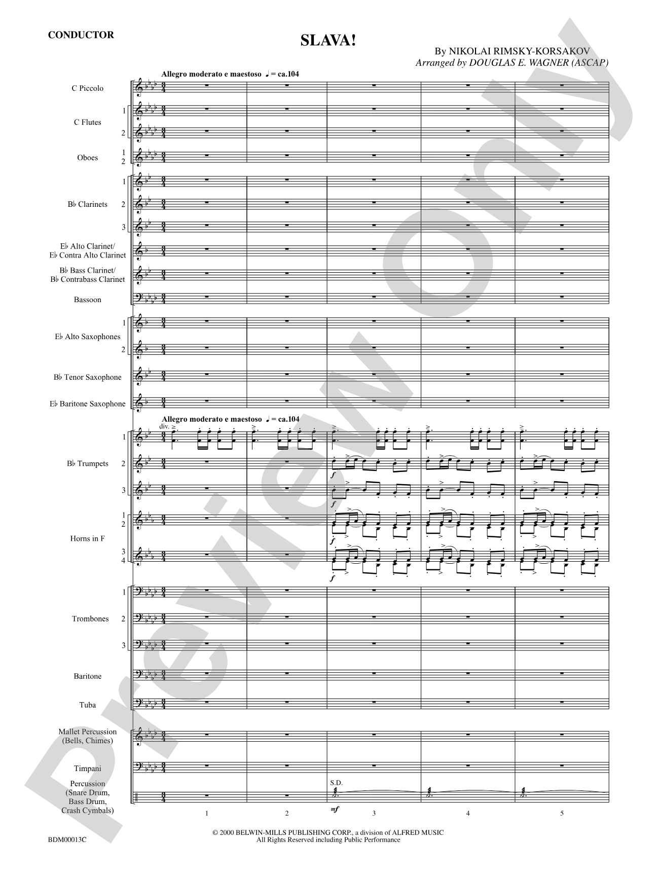 Slava: Concert Band Conductor Score & Parts