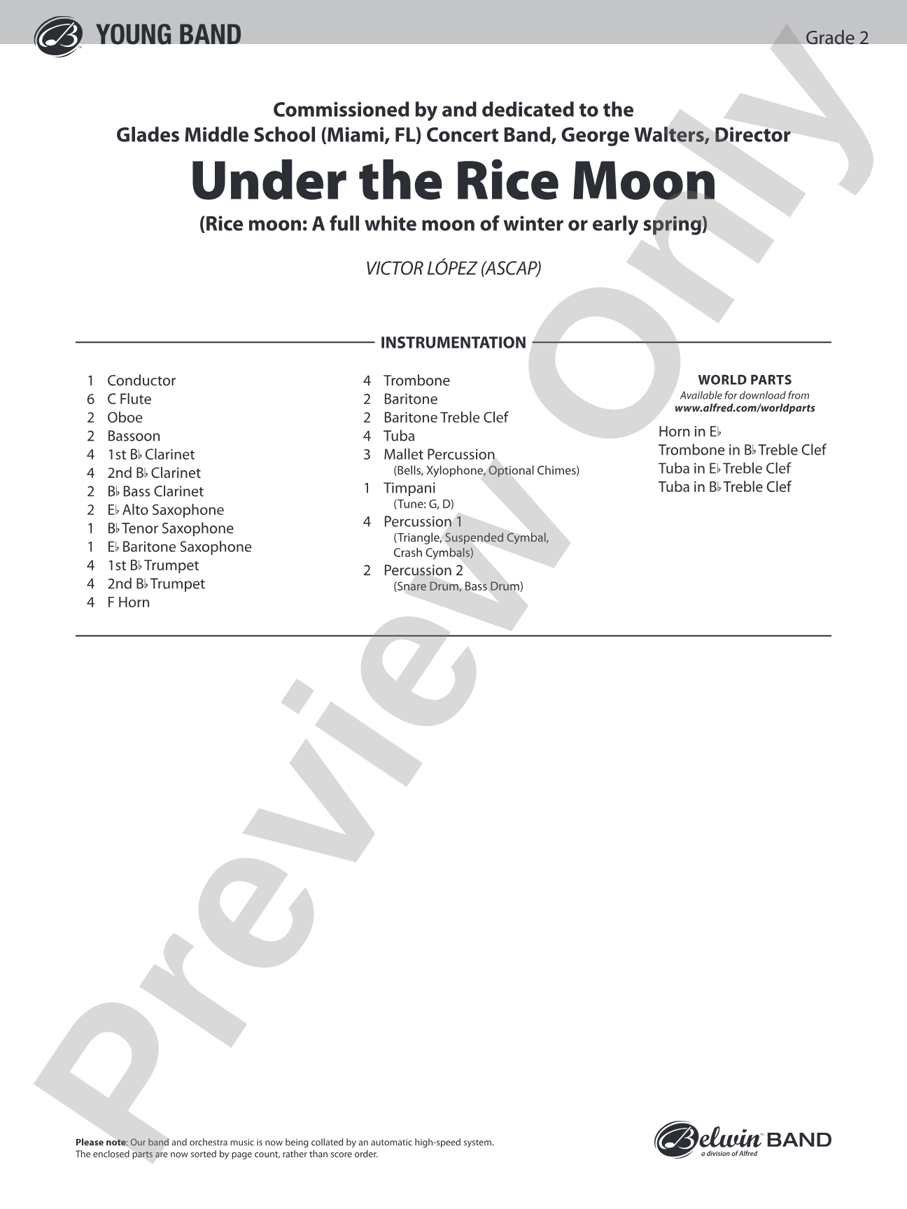 Under the Rice Moon: Concert Band Conductor Score & Parts