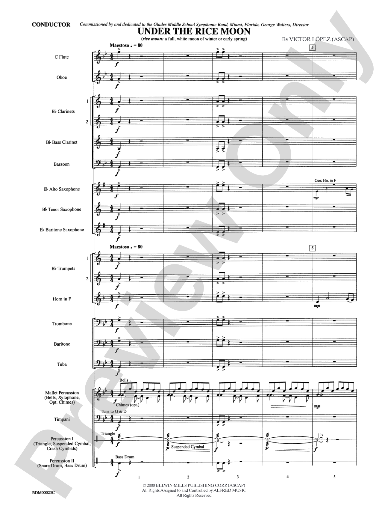 Under the Rice Moon: Concert Band Conductor Score & Parts