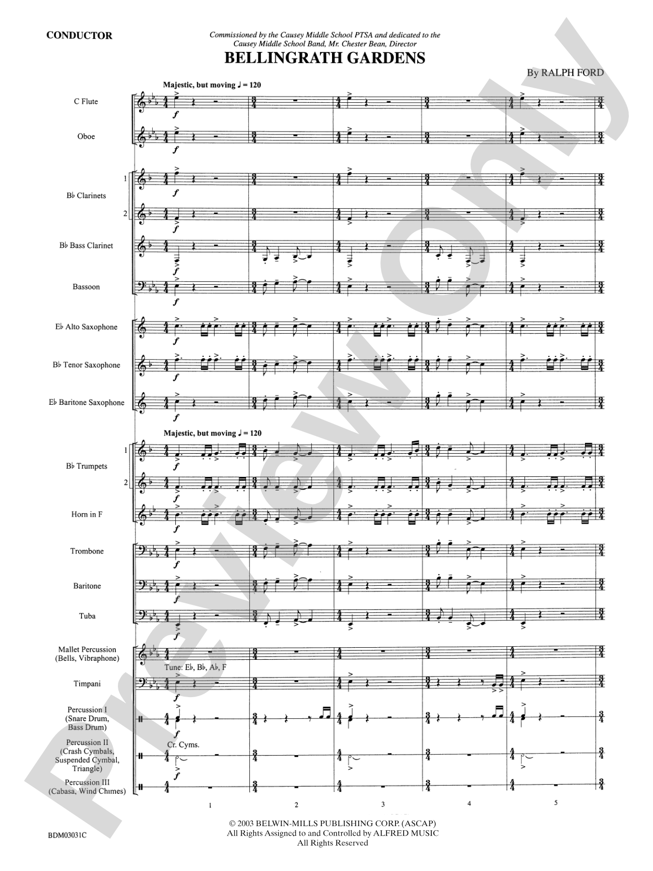 Bellingrath Gardens: Concert Band Conductor Score & Parts