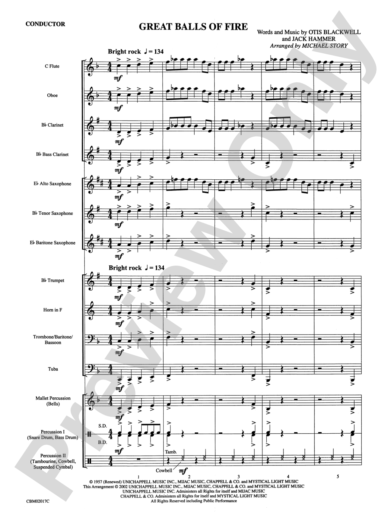 Great Balls of Fire: Concert Band Conductor Score & Parts