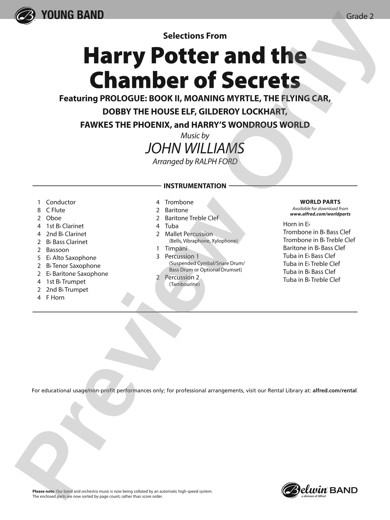 Harry Potter and the Chamber of Secrets, Selections from: Score