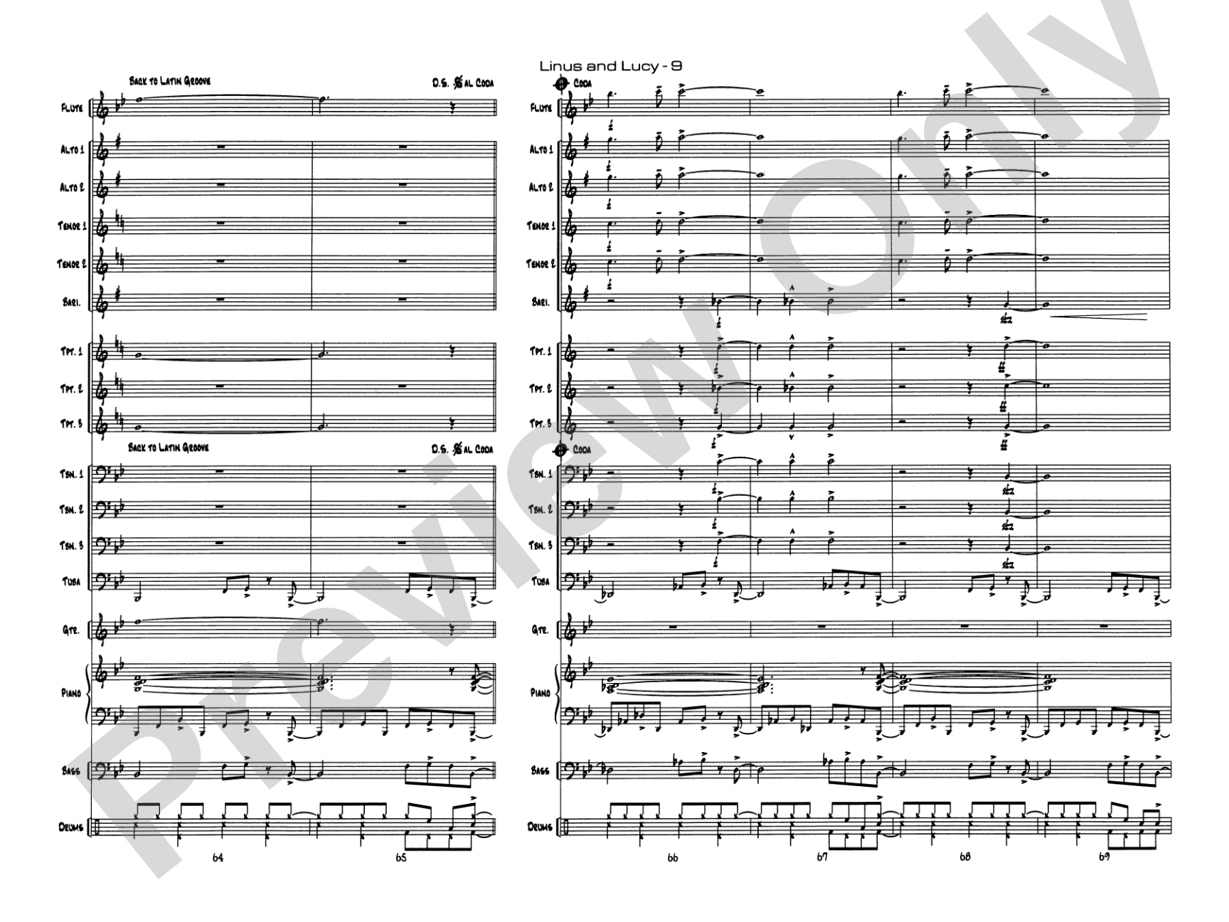 Linus and Lucy: Jazz Ensemble Conductor Score & Parts