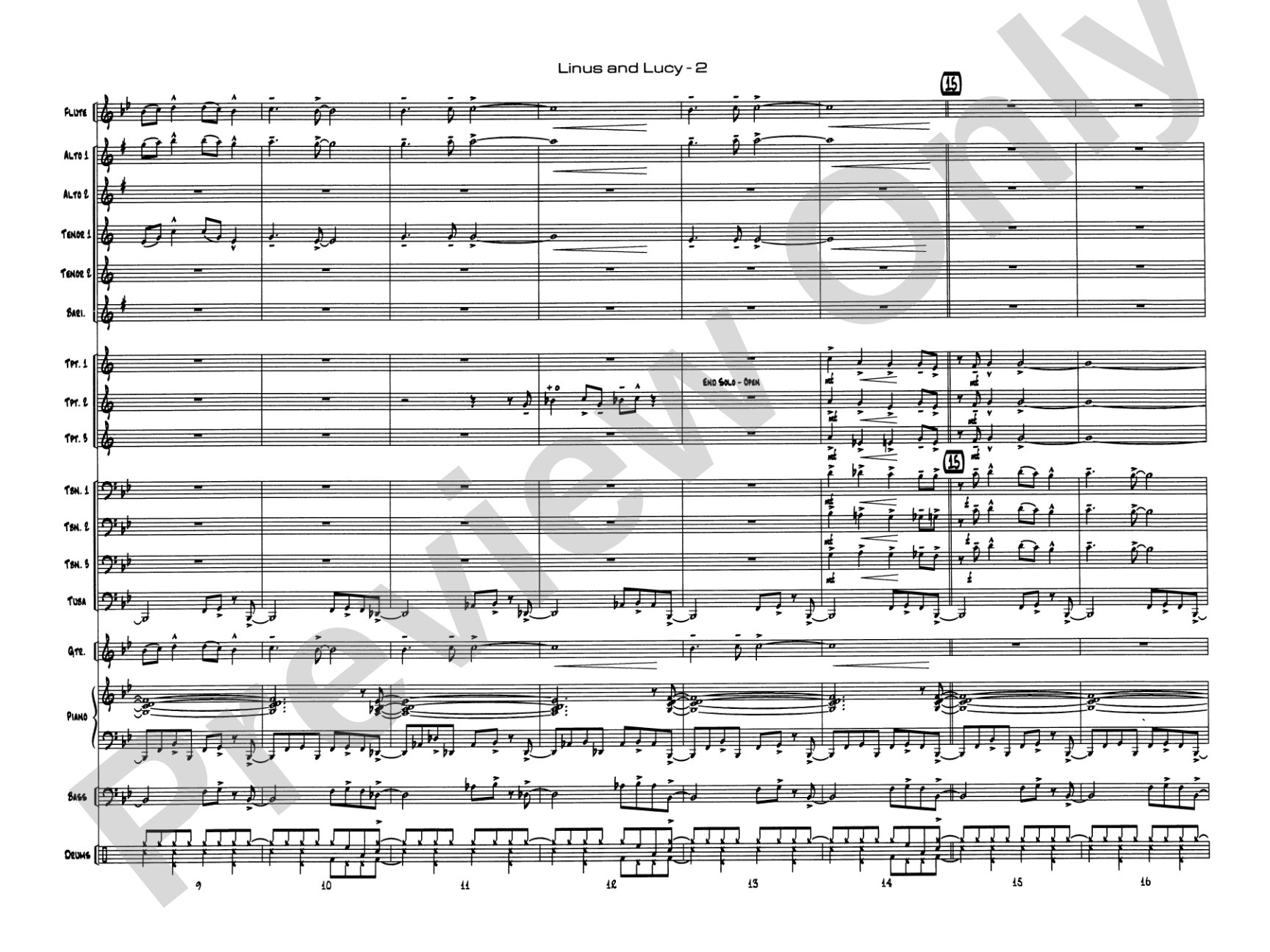 Linus and Lucy: Jazz Ensemble Conductor Score & Parts