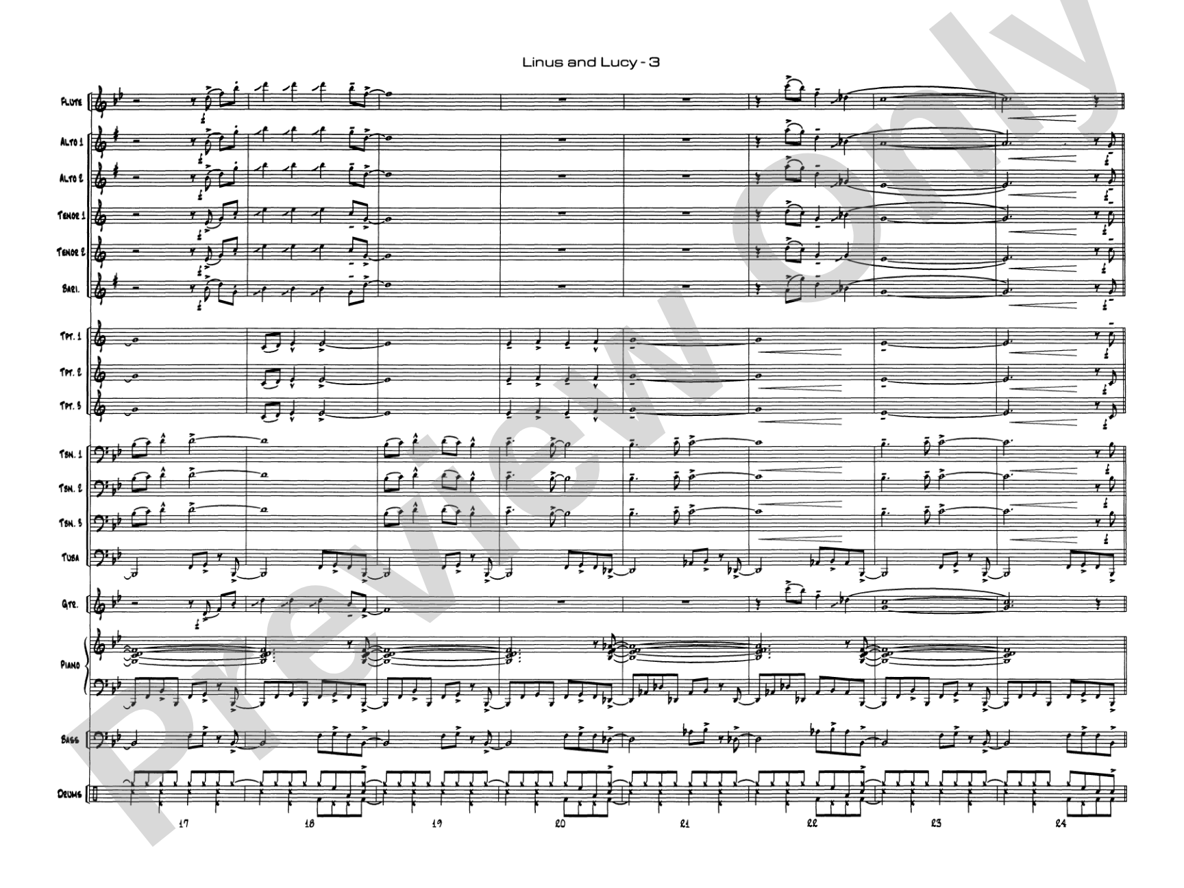 Linus and Lucy: Jazz Ensemble Conductor Score & Parts