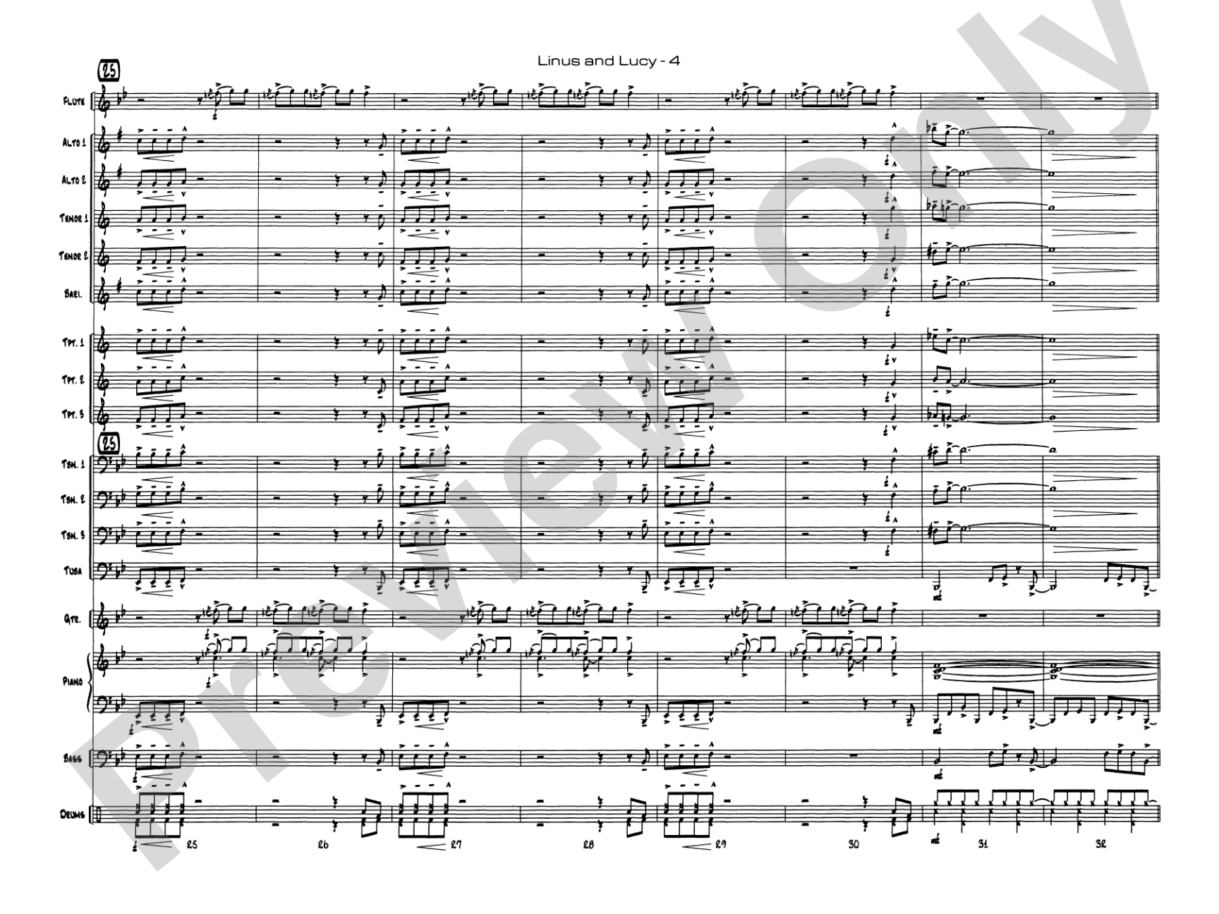 Linus and Lucy: Jazz Ensemble Conductor Score & Parts