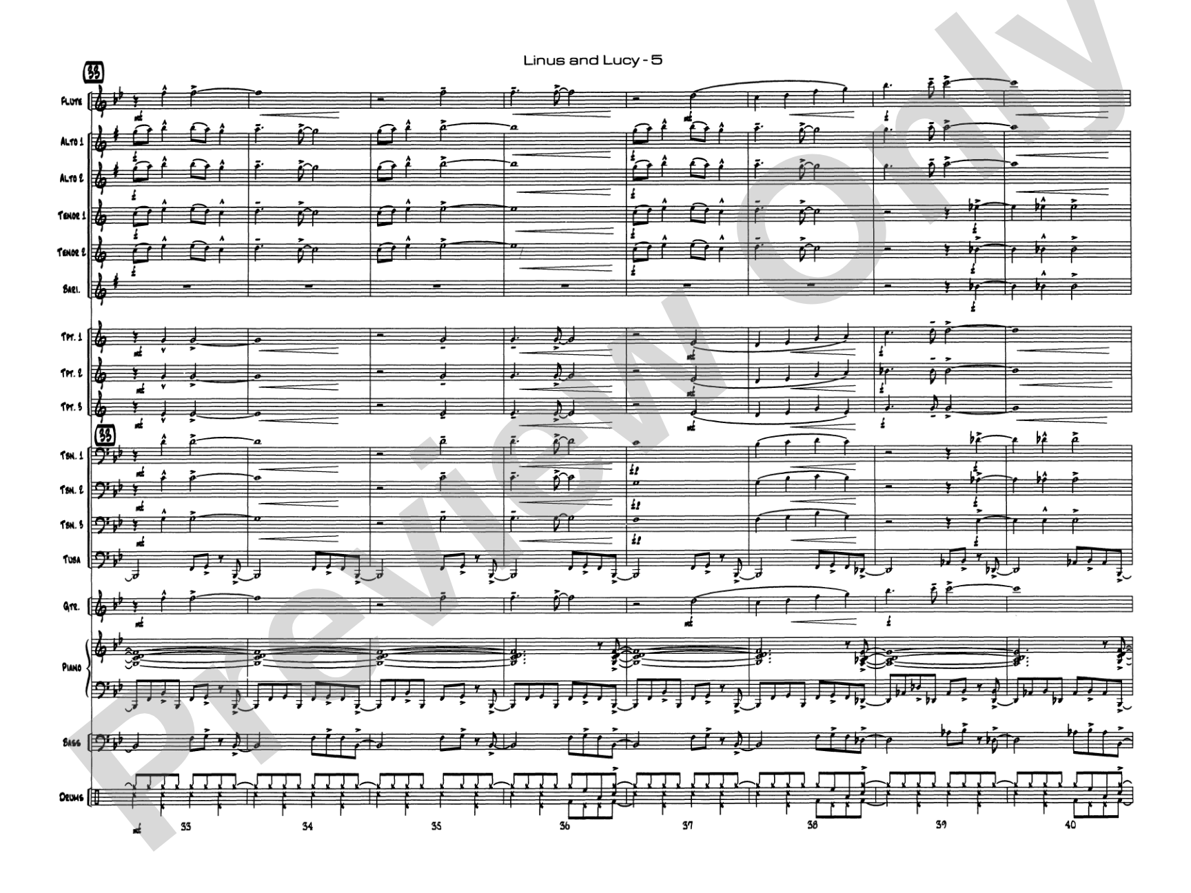 Linus and Lucy: Jazz Ensemble Conductor Score & Parts