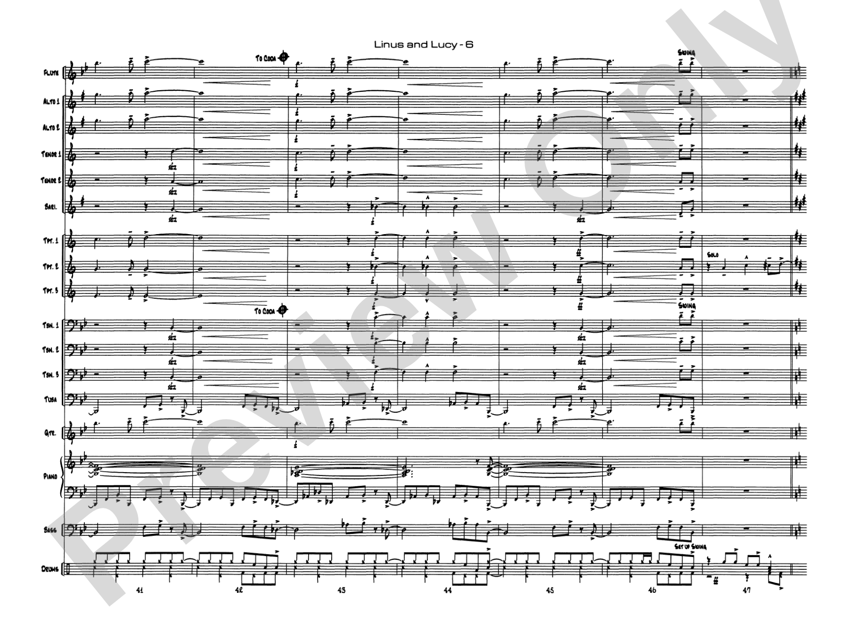 Linus and Lucy: Jazz Ensemble Conductor Score & Parts