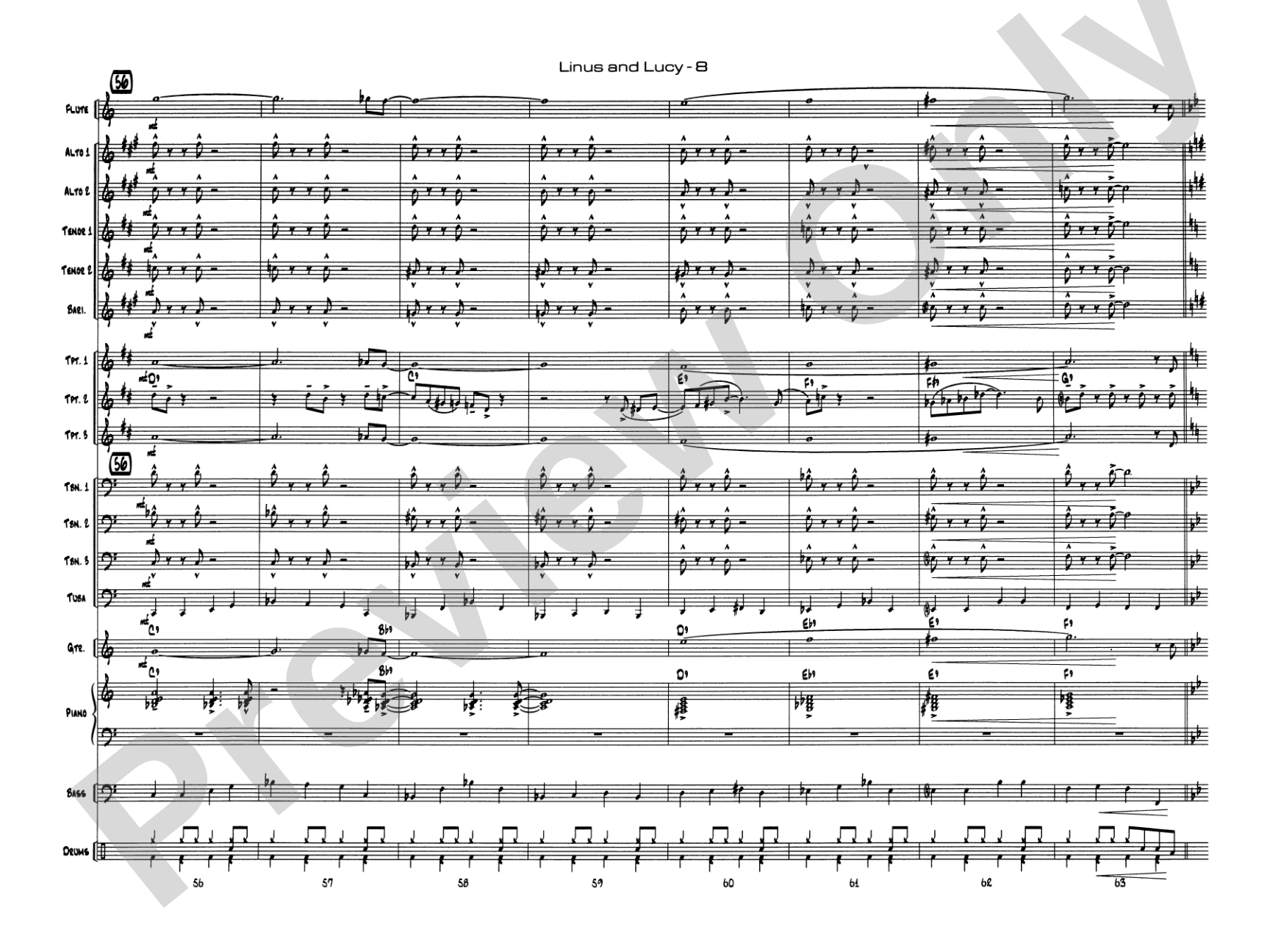 Linus and Lucy: Jazz Ensemble Conductor Score & Parts