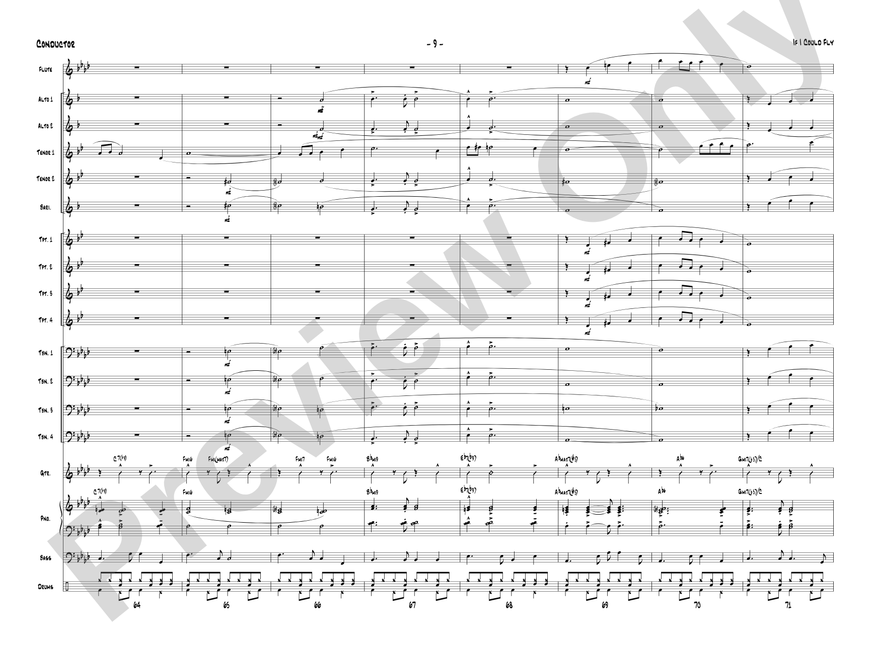 If I Could Fly: Jazz Ensemble Conductor Score & Parts