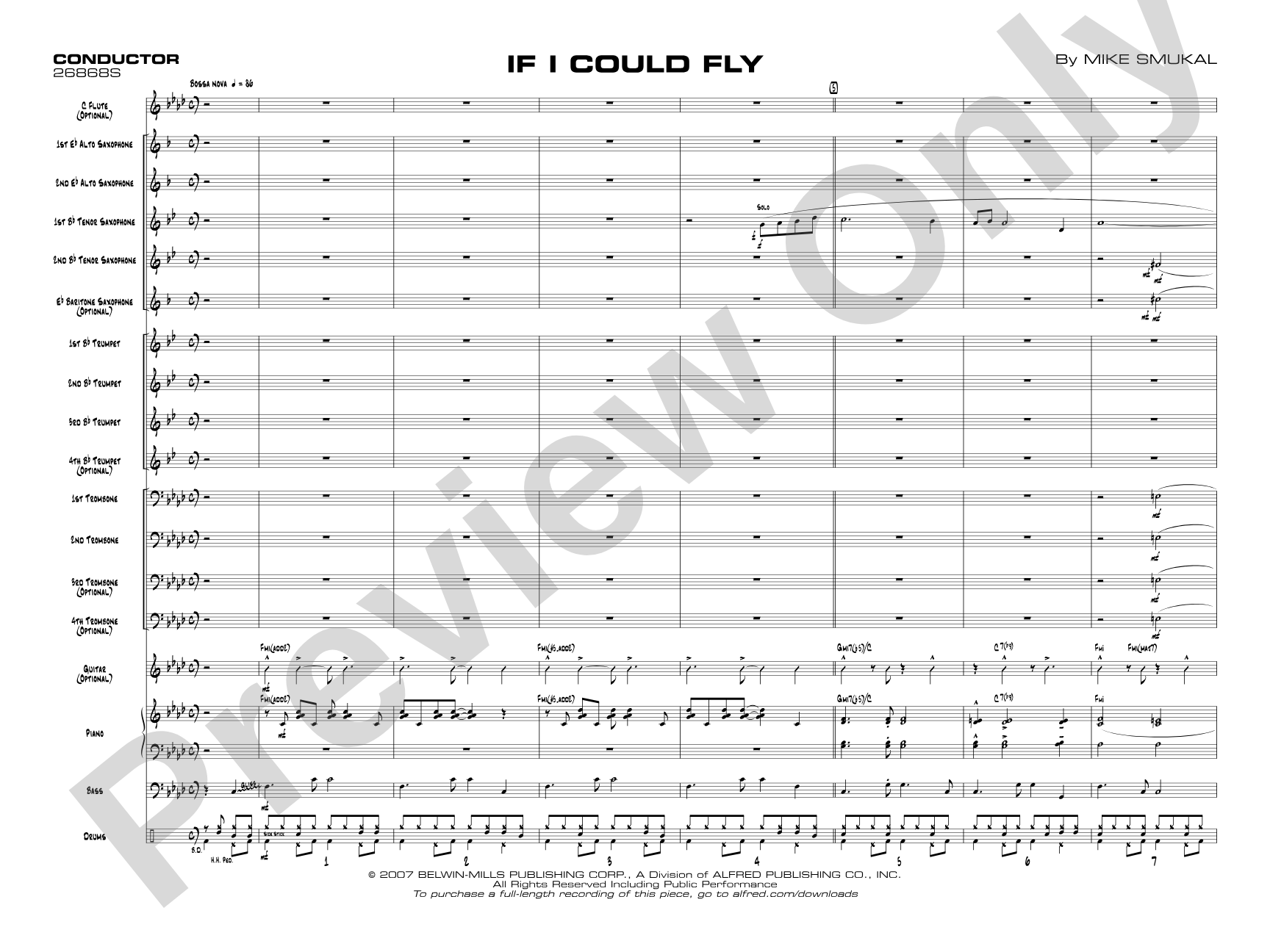 If I Could Fly: Jazz Ensemble Conductor Score & Parts