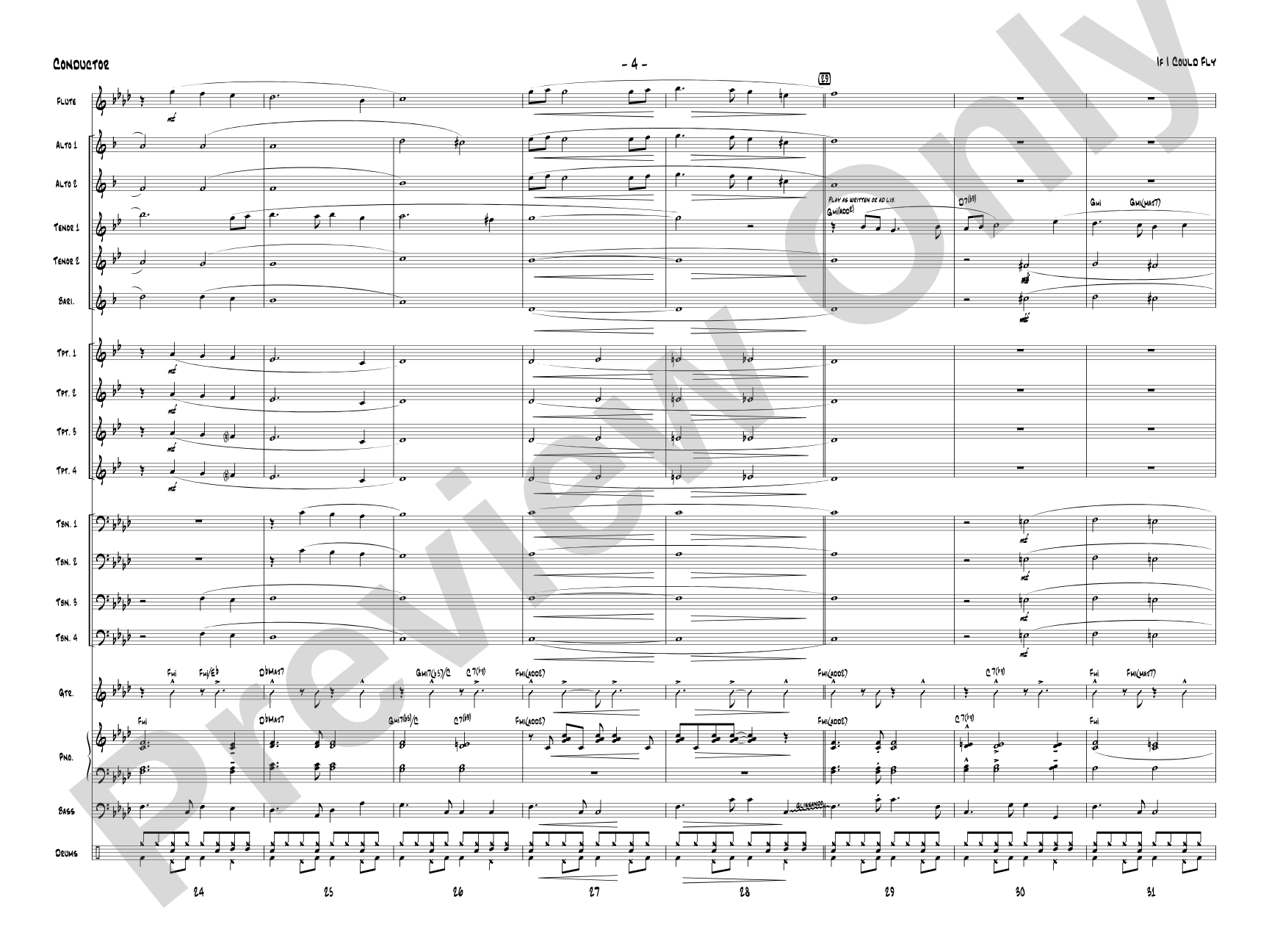If I Could Fly: Jazz Ensemble Conductor Score & Parts