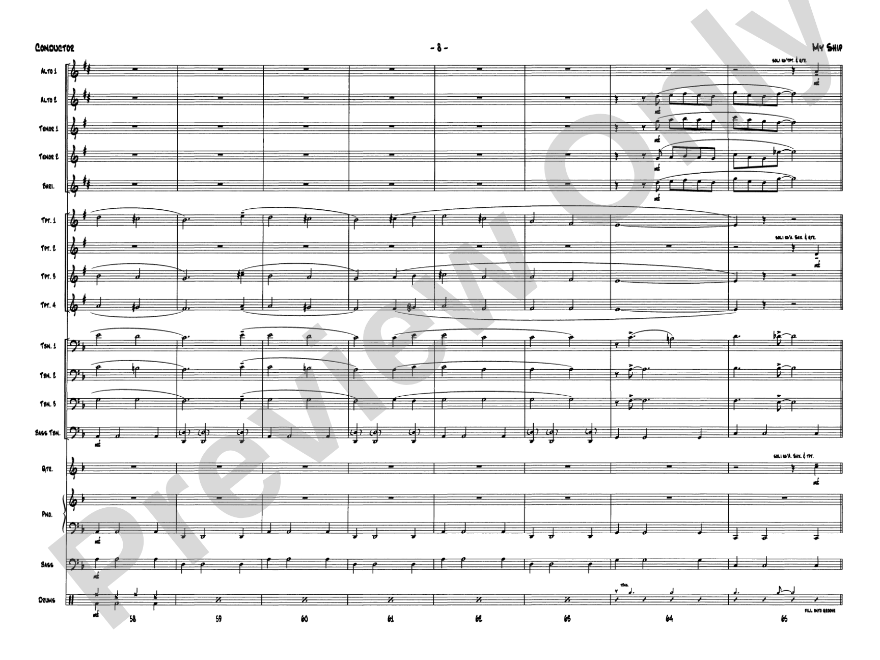 My Ship: Jazz Ensemble Conductor Score & Parts