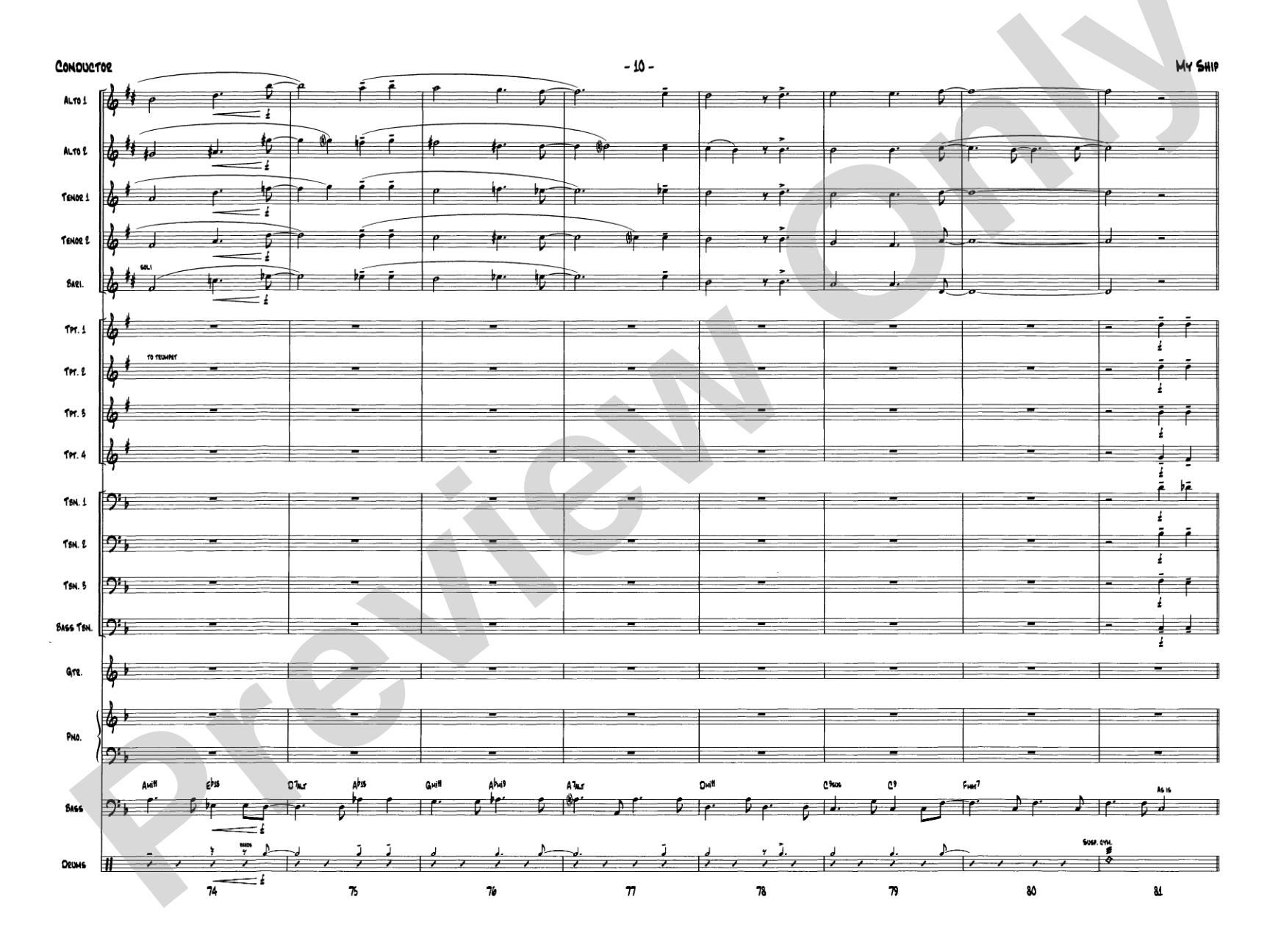 My Ship: Jazz Ensemble Conductor Score & Parts