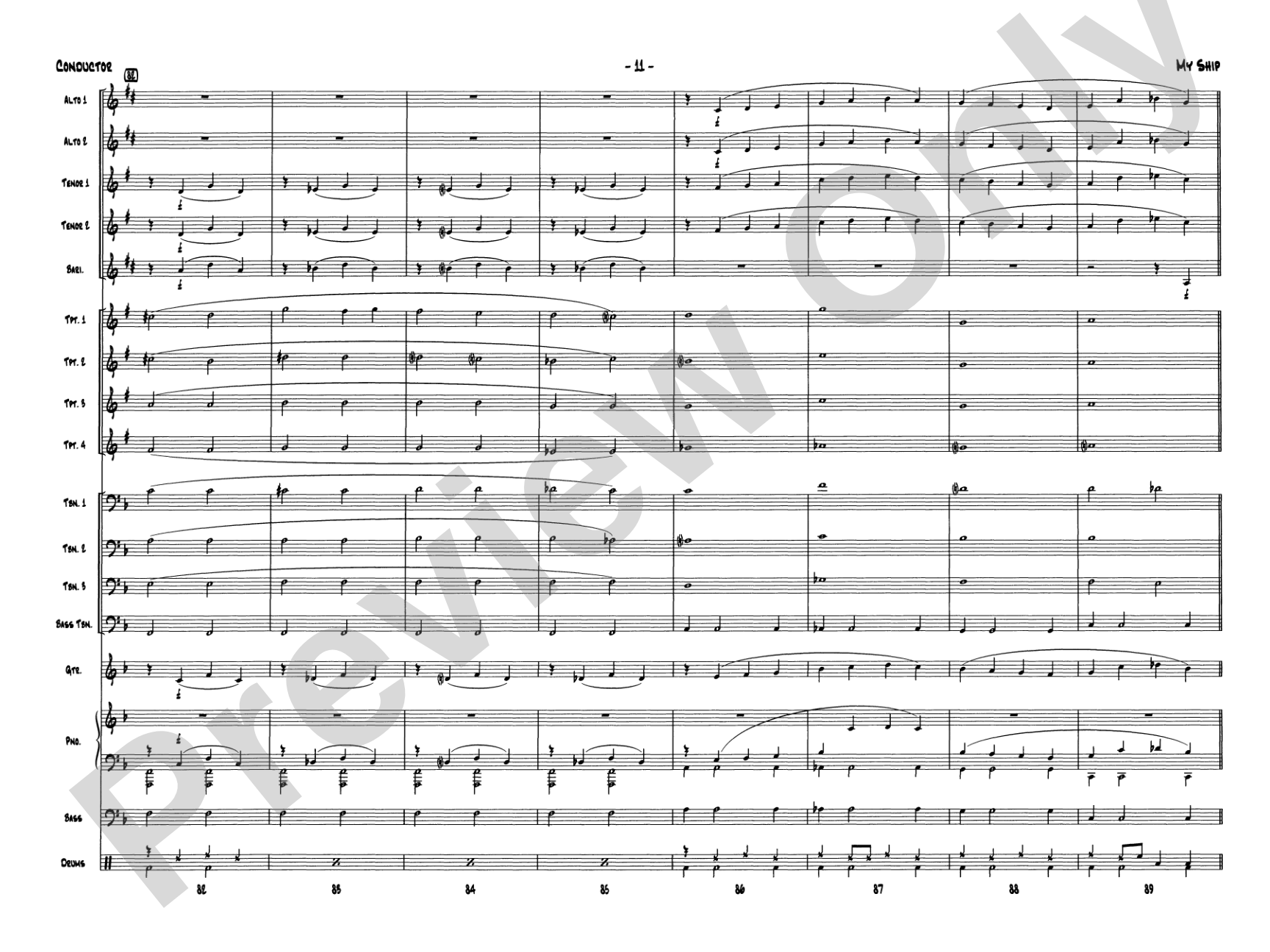 My Ship: Jazz Ensemble Conductor Score & Parts