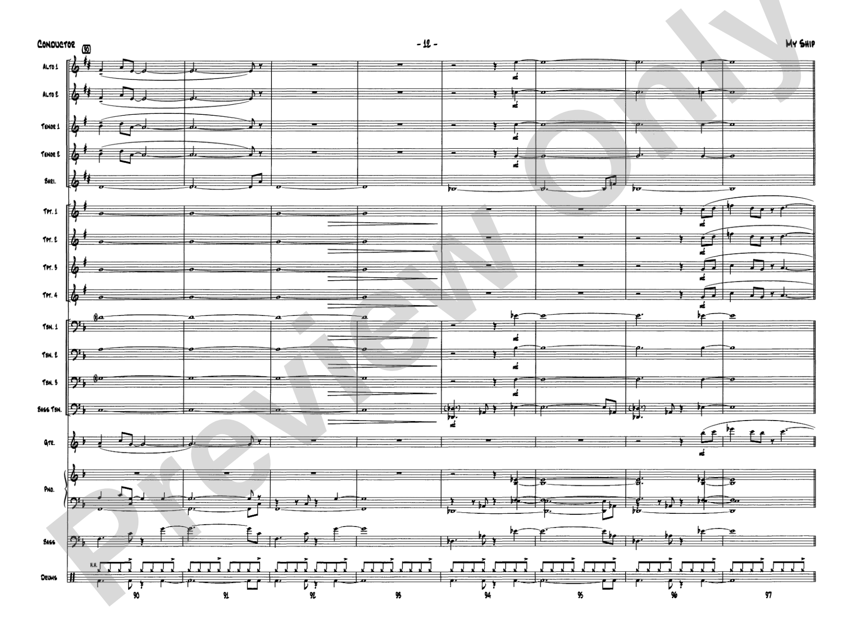 My Ship: Jazz Ensemble Conductor Score & Parts