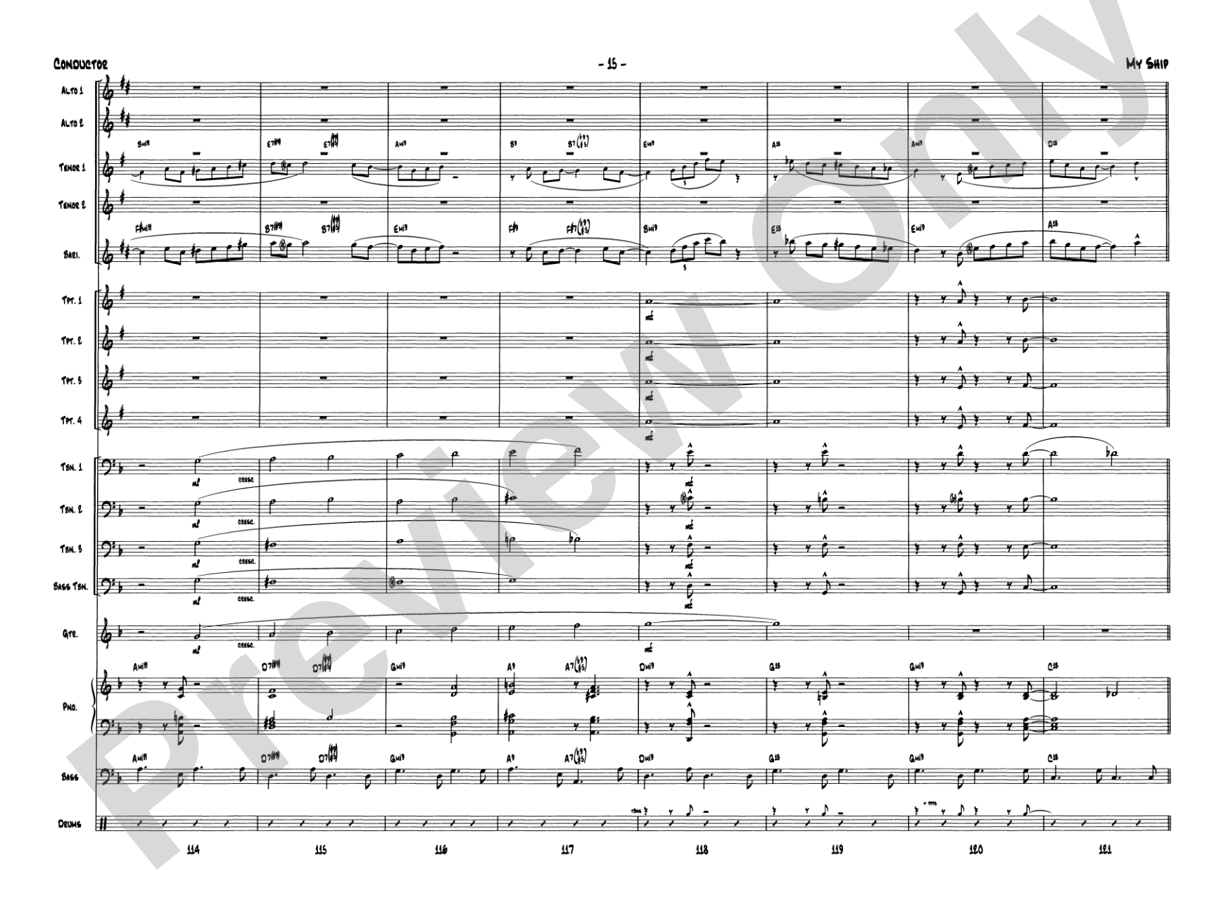 My Ship: Jazz Ensemble Conductor Score & Parts