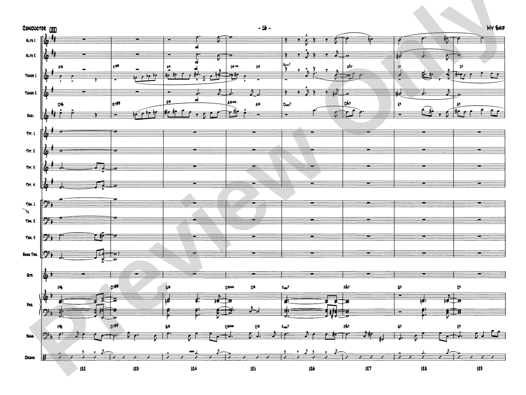 My Ship: Jazz Ensemble Conductor Score & Parts