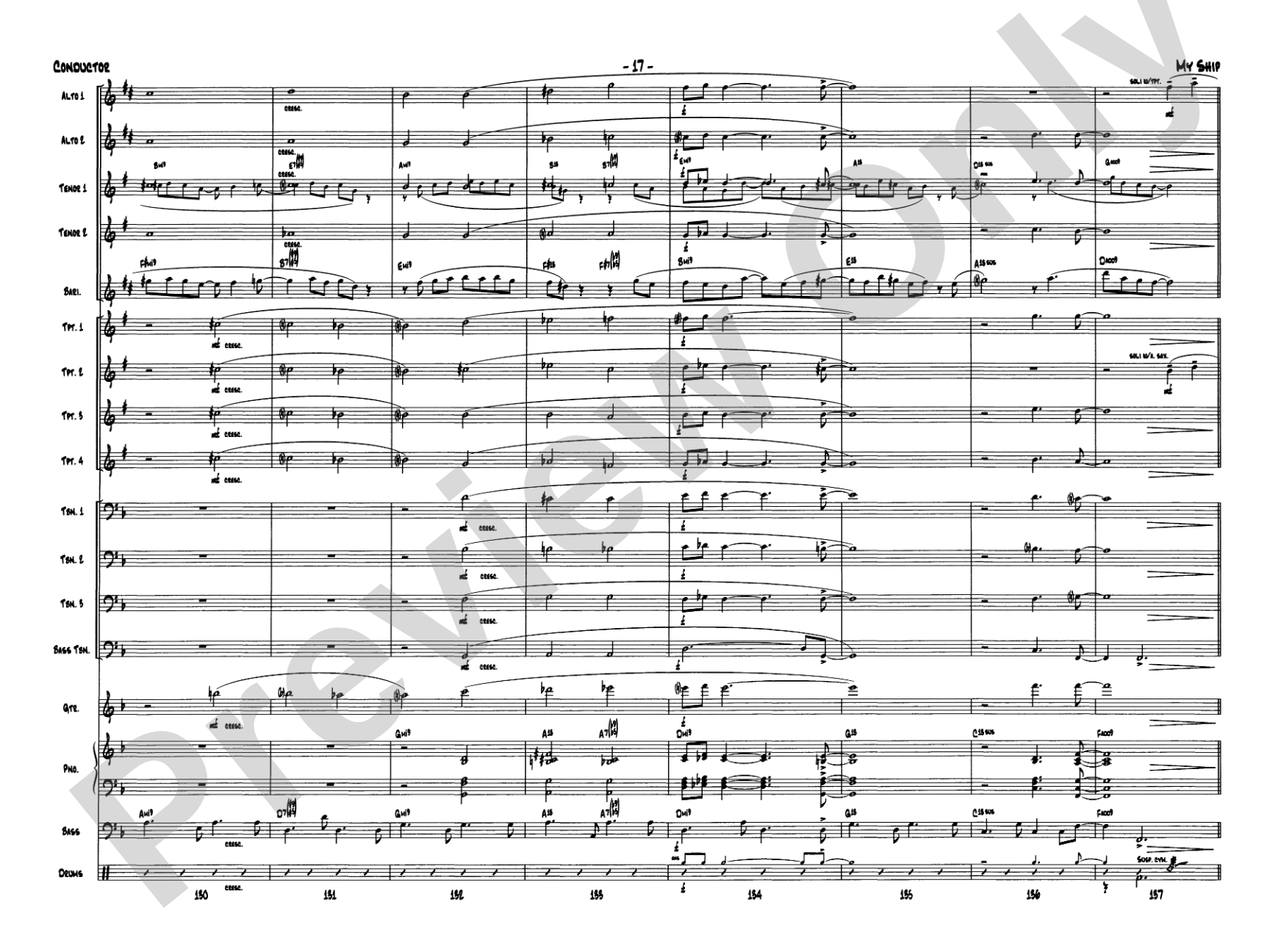 My Ship: Jazz Ensemble Conductor Score & Parts