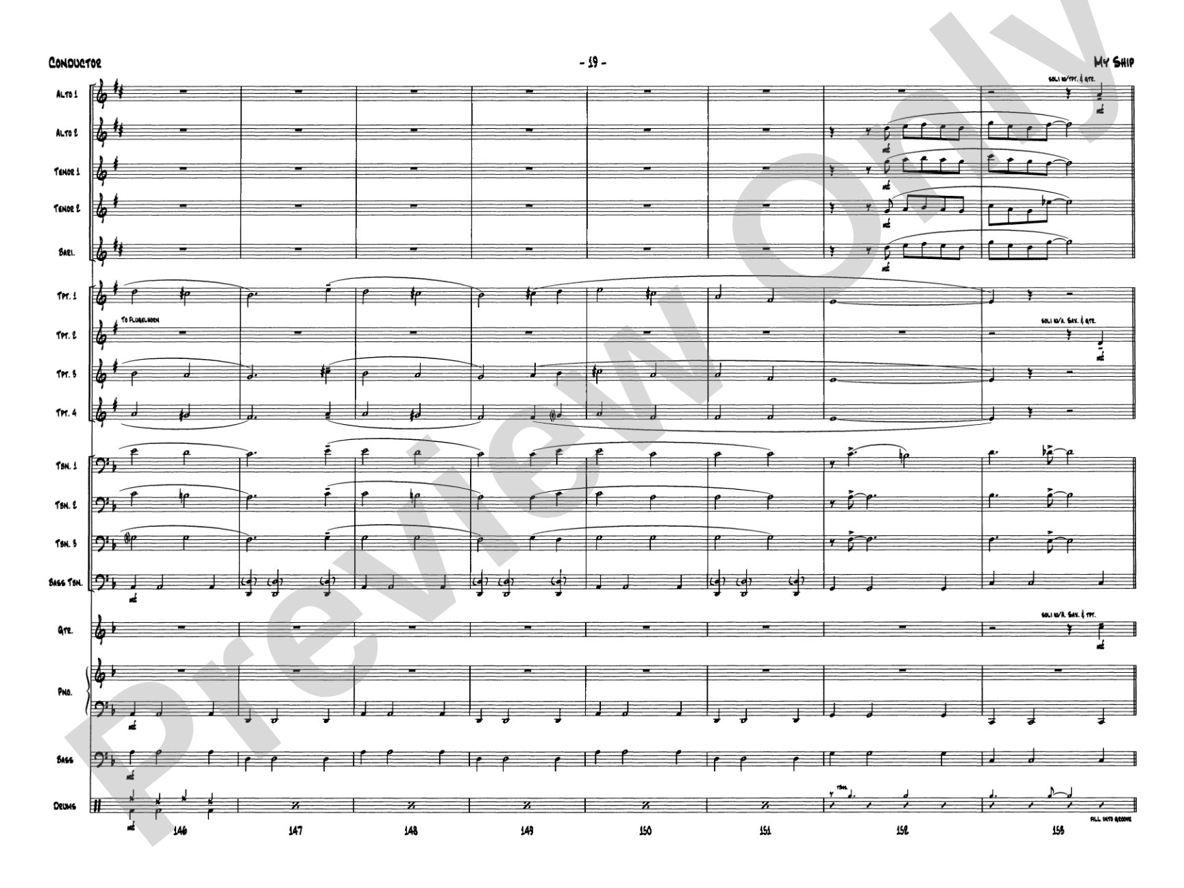 My Ship: Jazz Ensemble Conductor Score & Parts