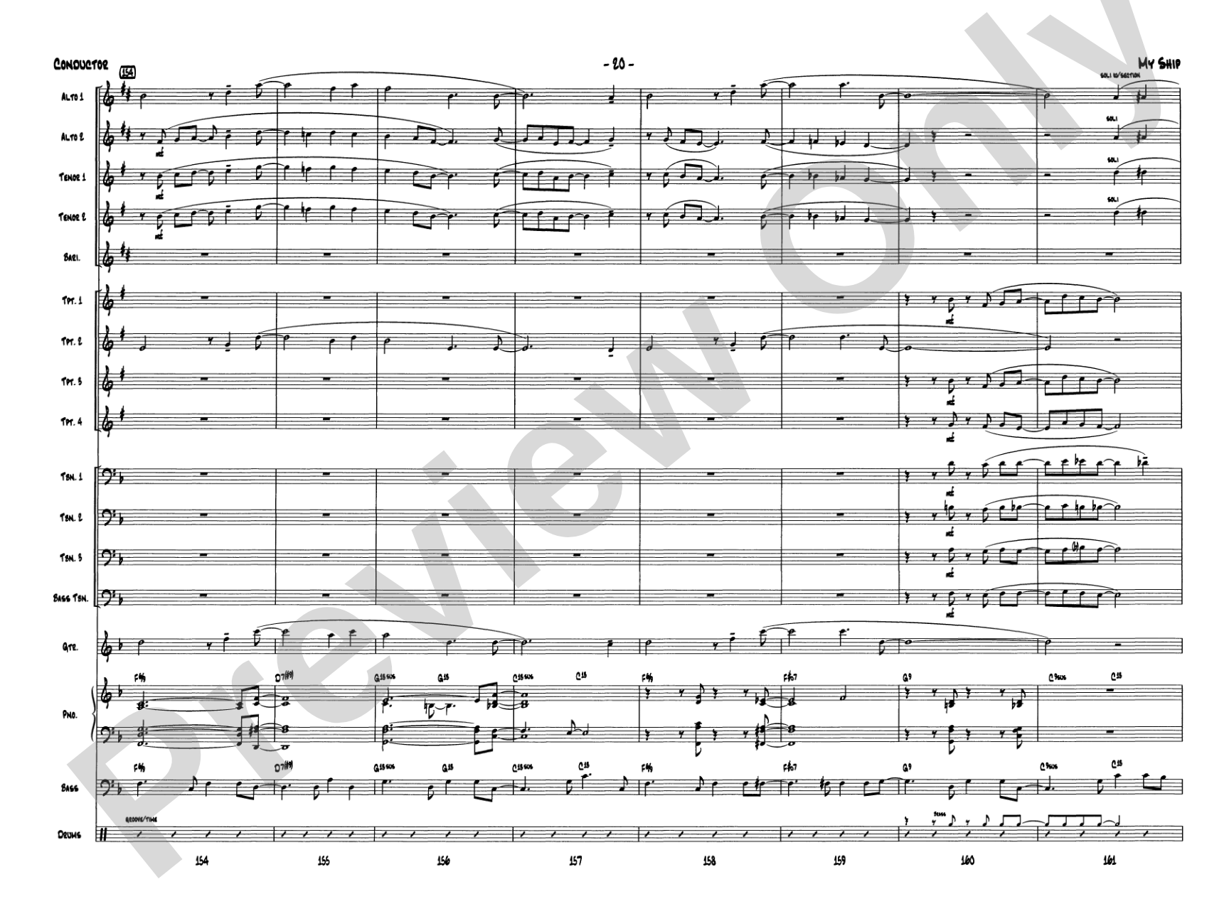 My Ship: Jazz Ensemble Conductor Score & Parts