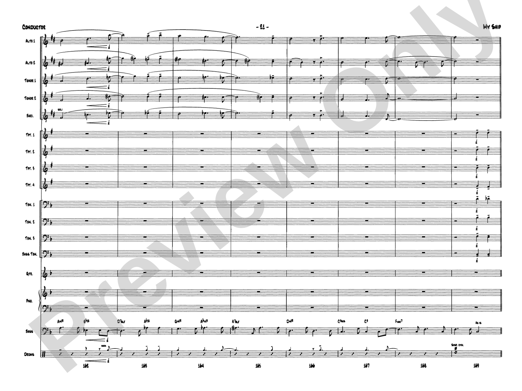 My Ship: Jazz Ensemble Conductor Score & Parts