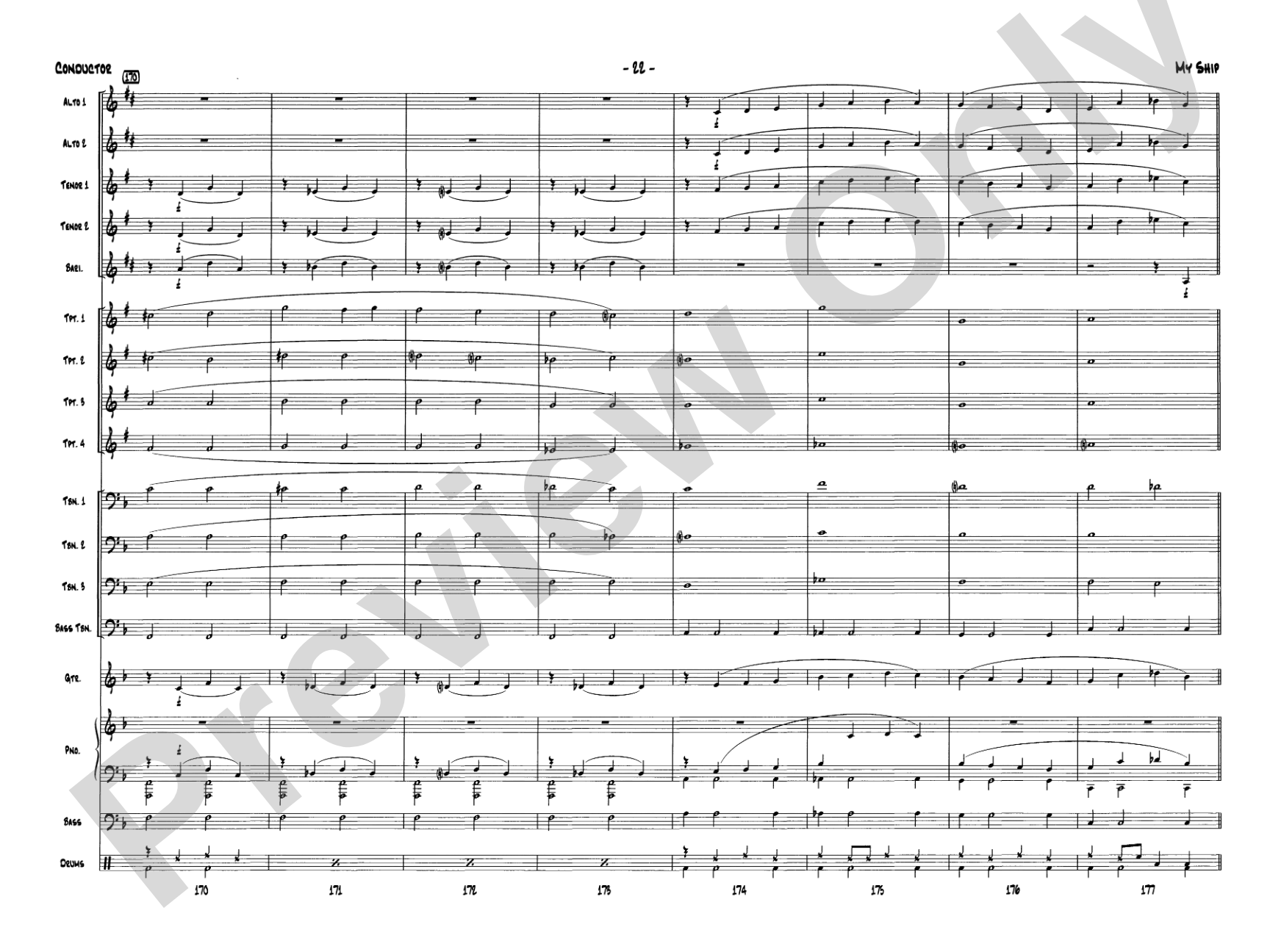 My Ship: Jazz Ensemble Conductor Score & Parts