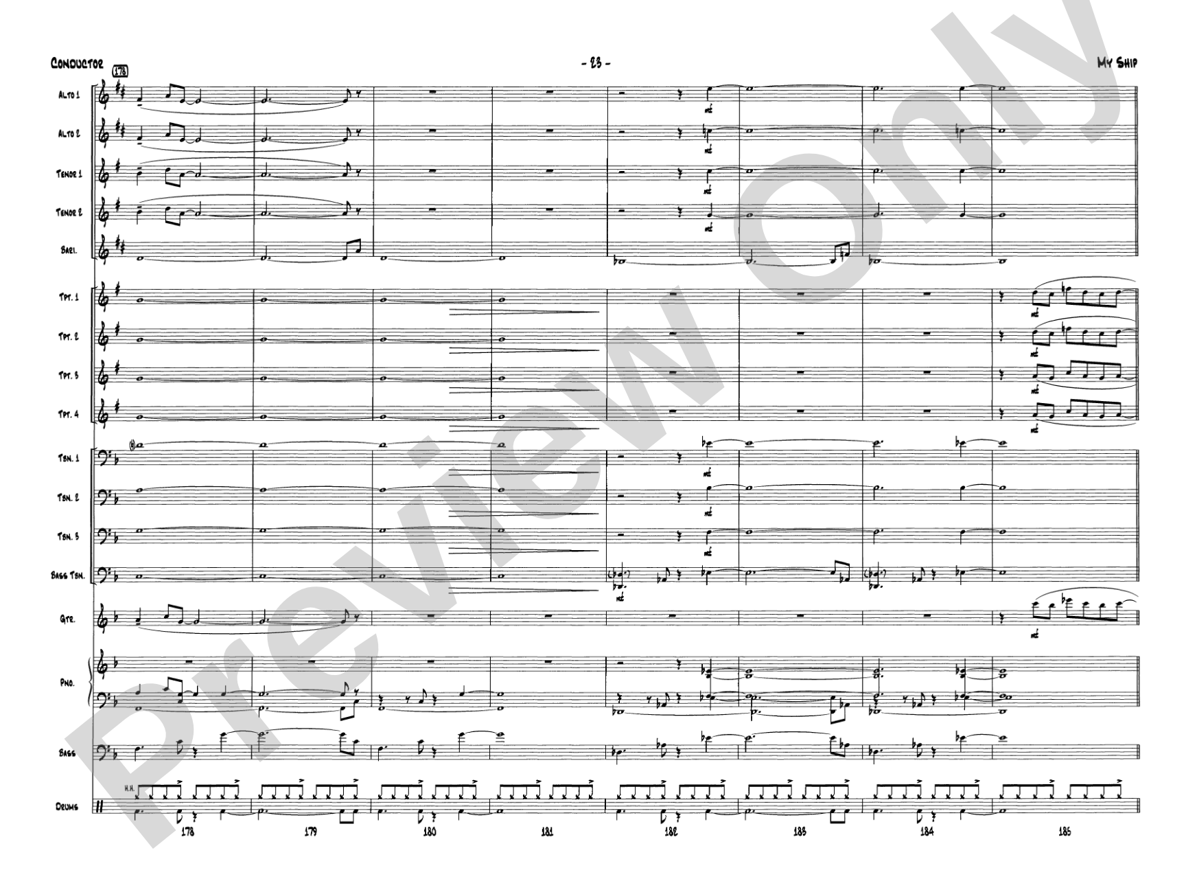 My Ship: Jazz Ensemble Conductor Score & Parts