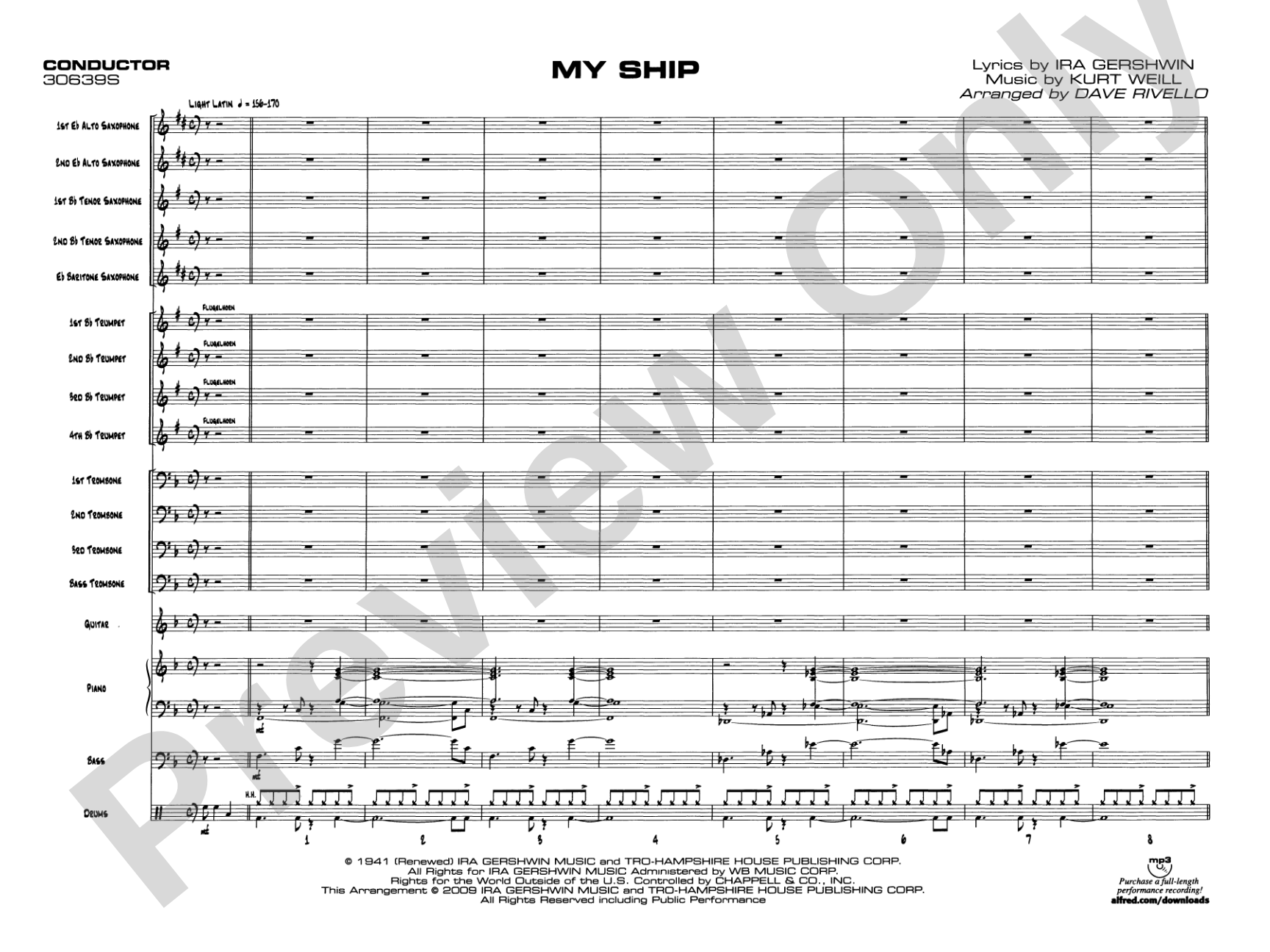 My Ship: Jazz Ensemble Conductor Score & Parts
