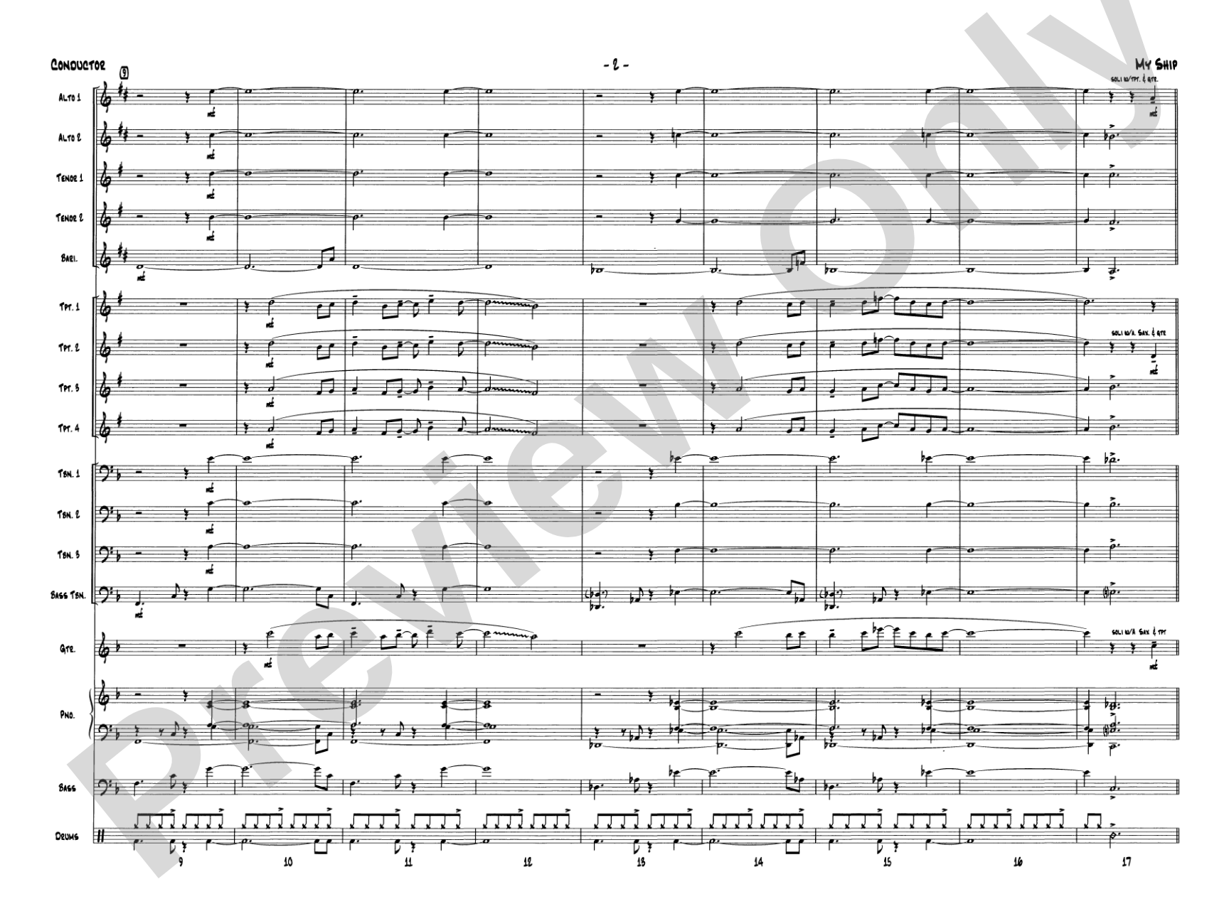 My Ship: Jazz Ensemble Conductor Score & Parts
