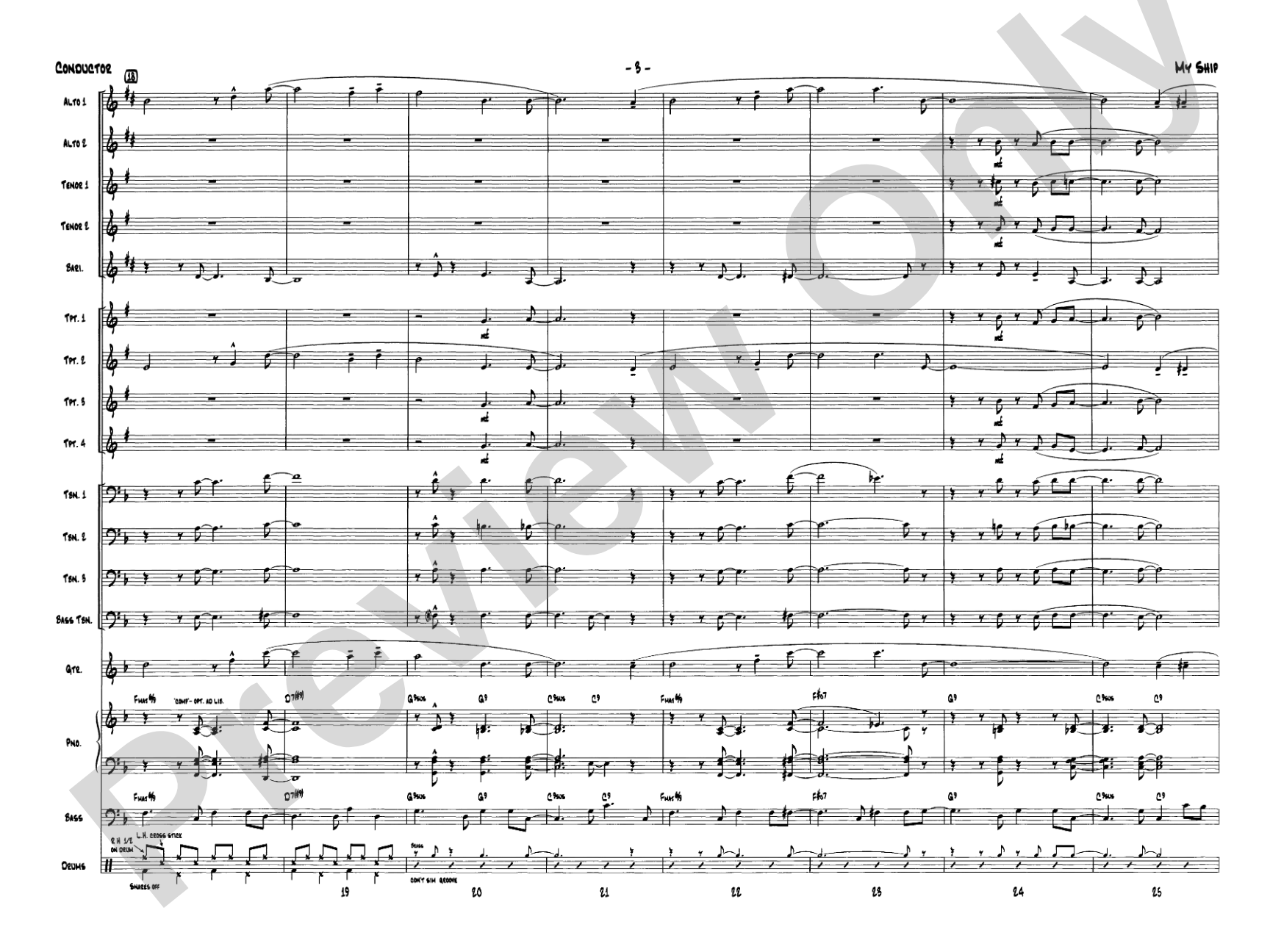My Ship: Jazz Ensemble Conductor Score & Parts