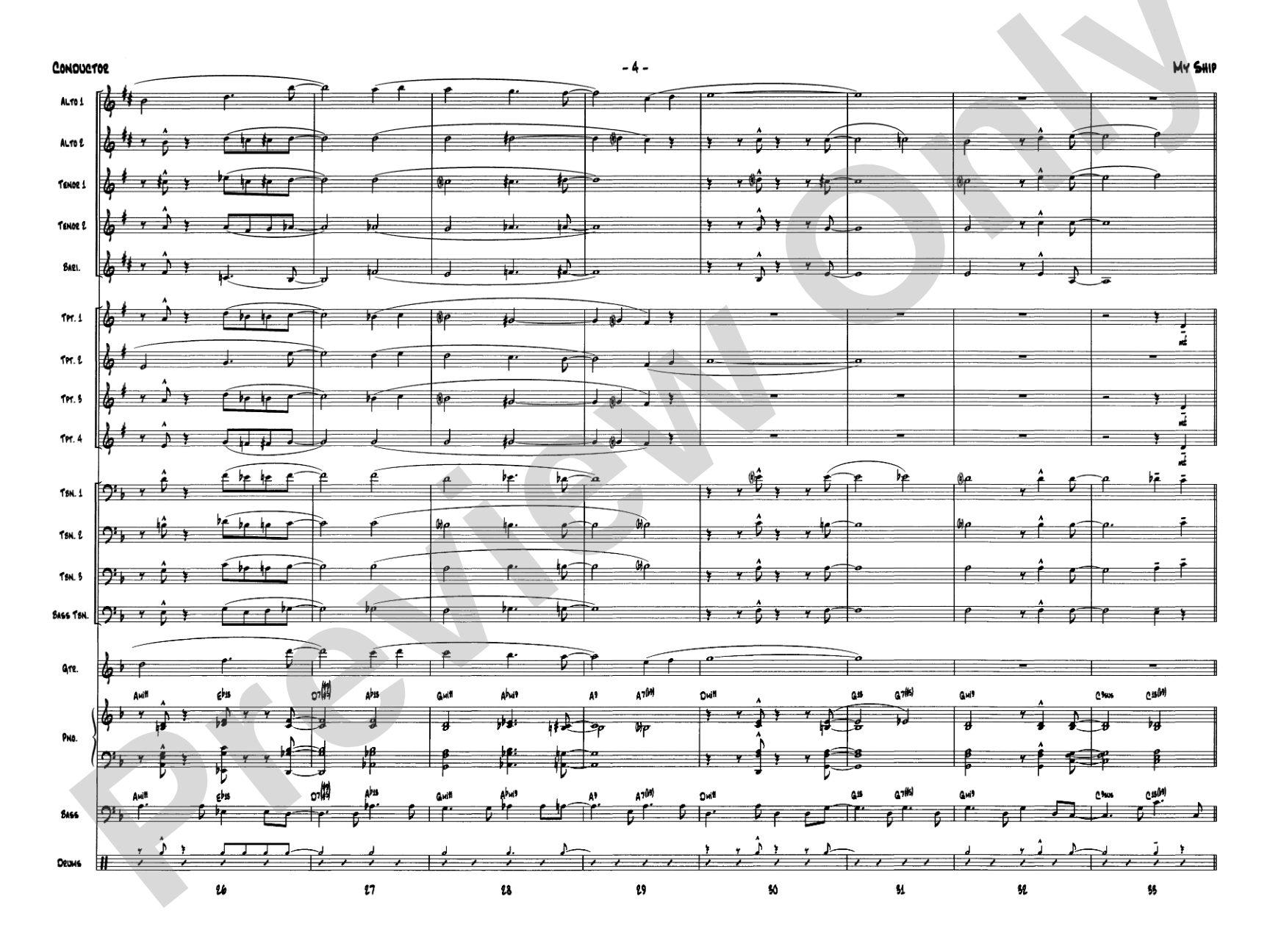 My Ship: Jazz Ensemble Conductor Score & Parts