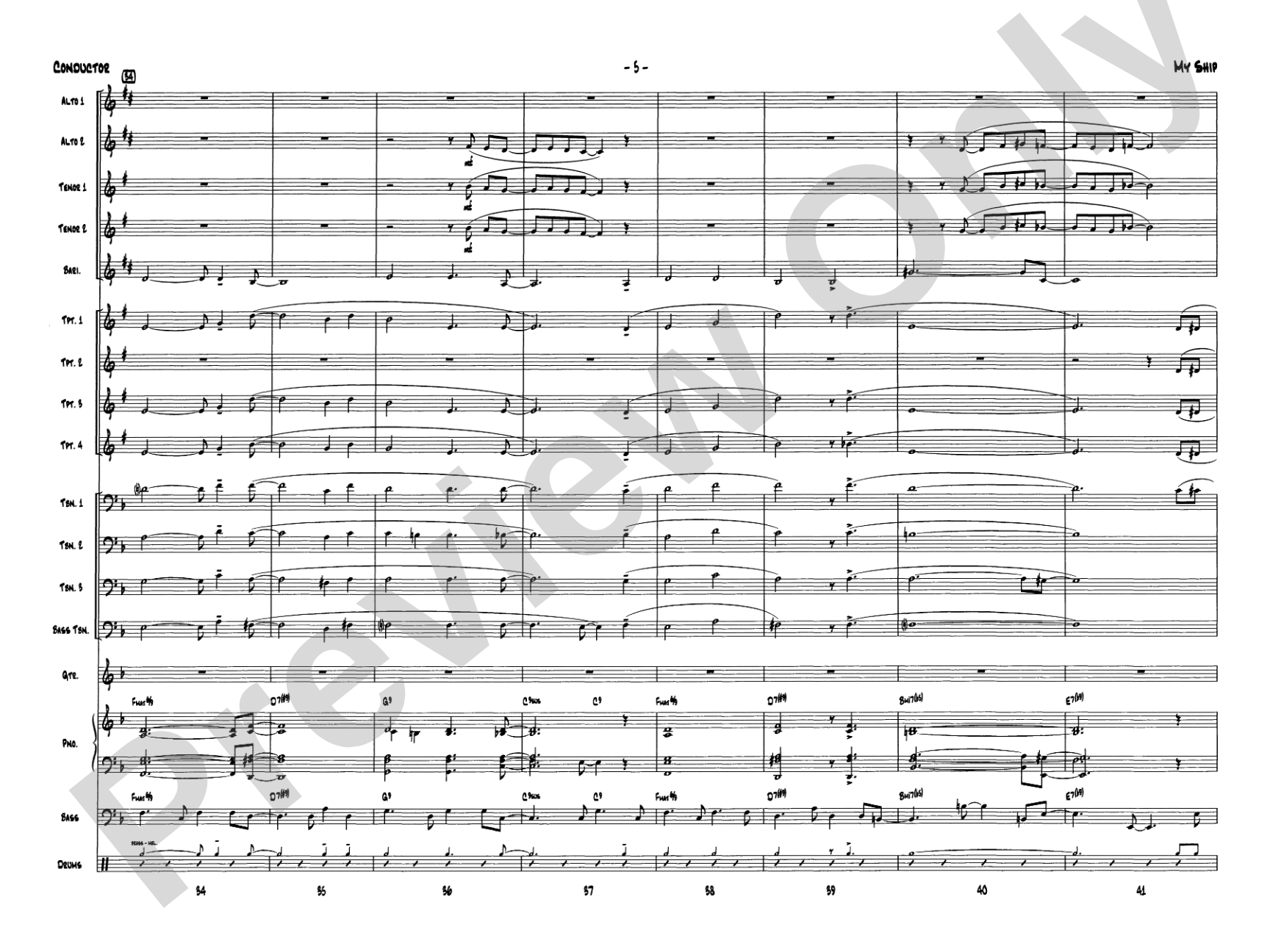 My Ship: Jazz Ensemble Conductor Score & Parts