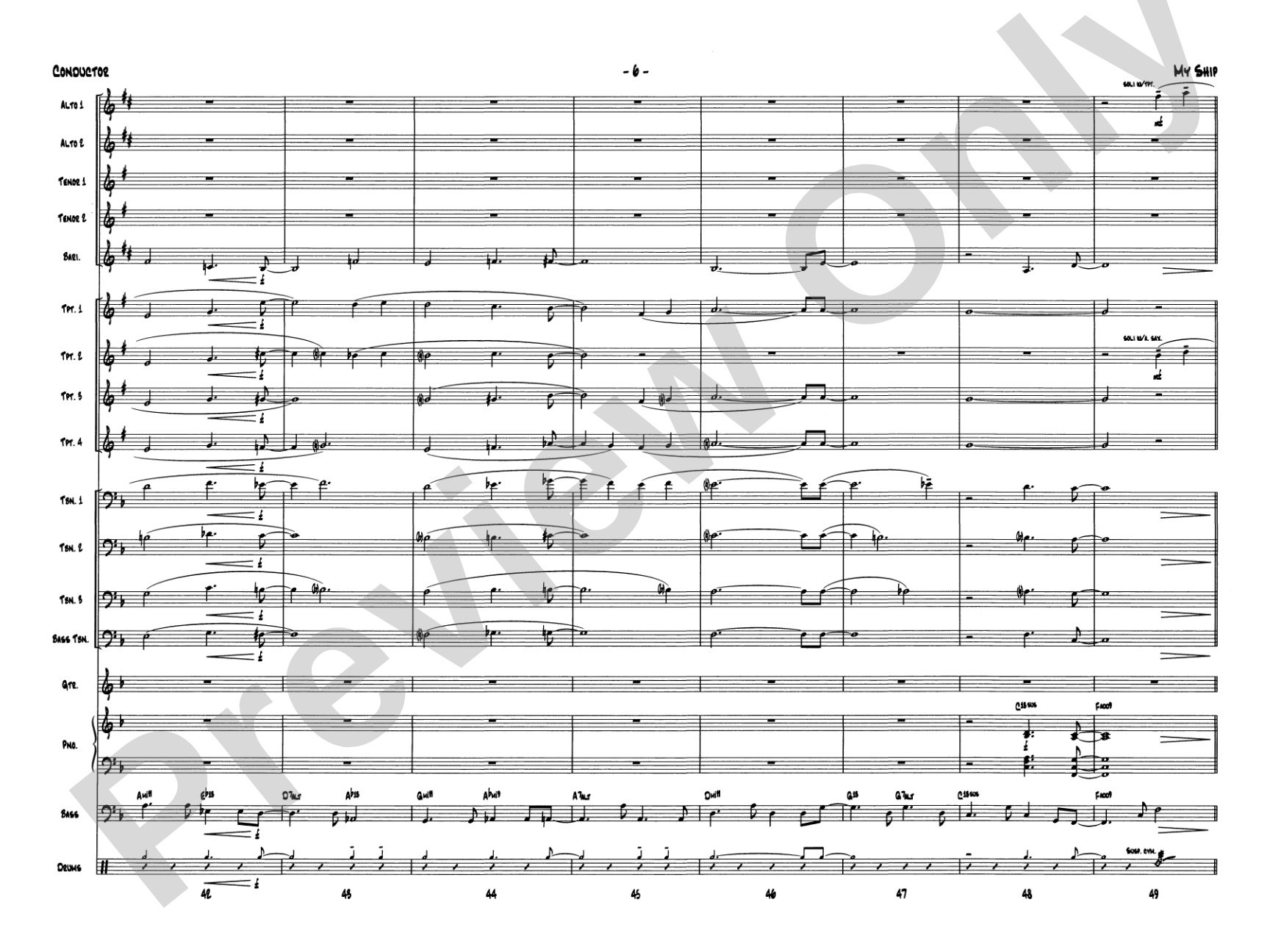 My Ship: Jazz Ensemble Conductor Score & Parts