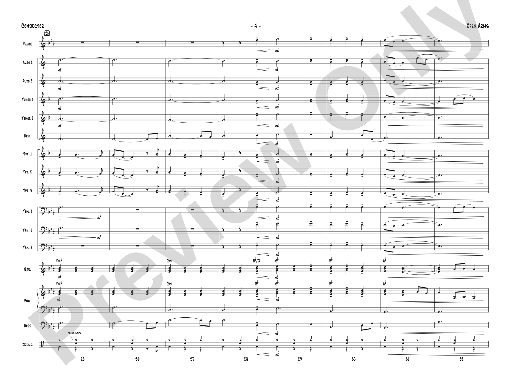 Open Arms: Jazz Ensemble Conductor Score & Parts