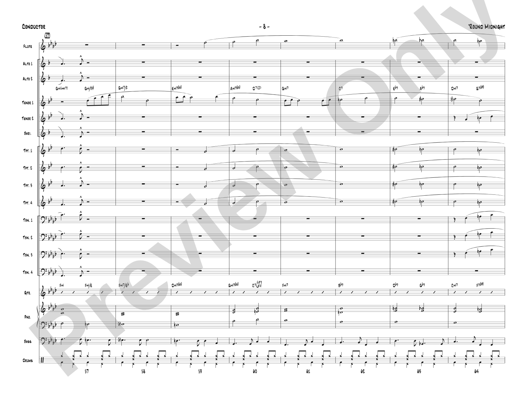 'Round Midnight: Jazz Ensemble Conductor Score & Parts