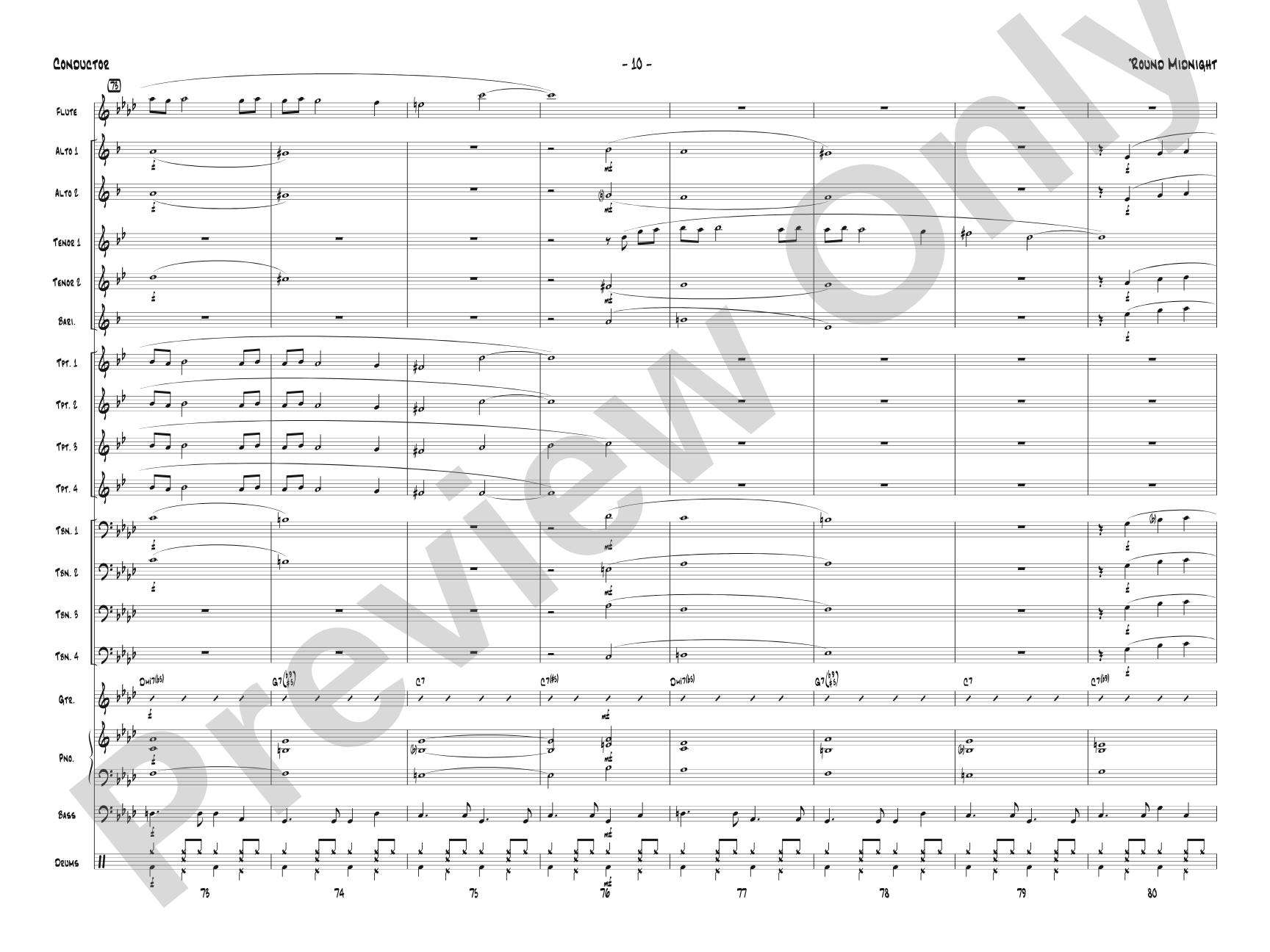 'Round Midnight: Jazz Ensemble Conductor Score & Parts