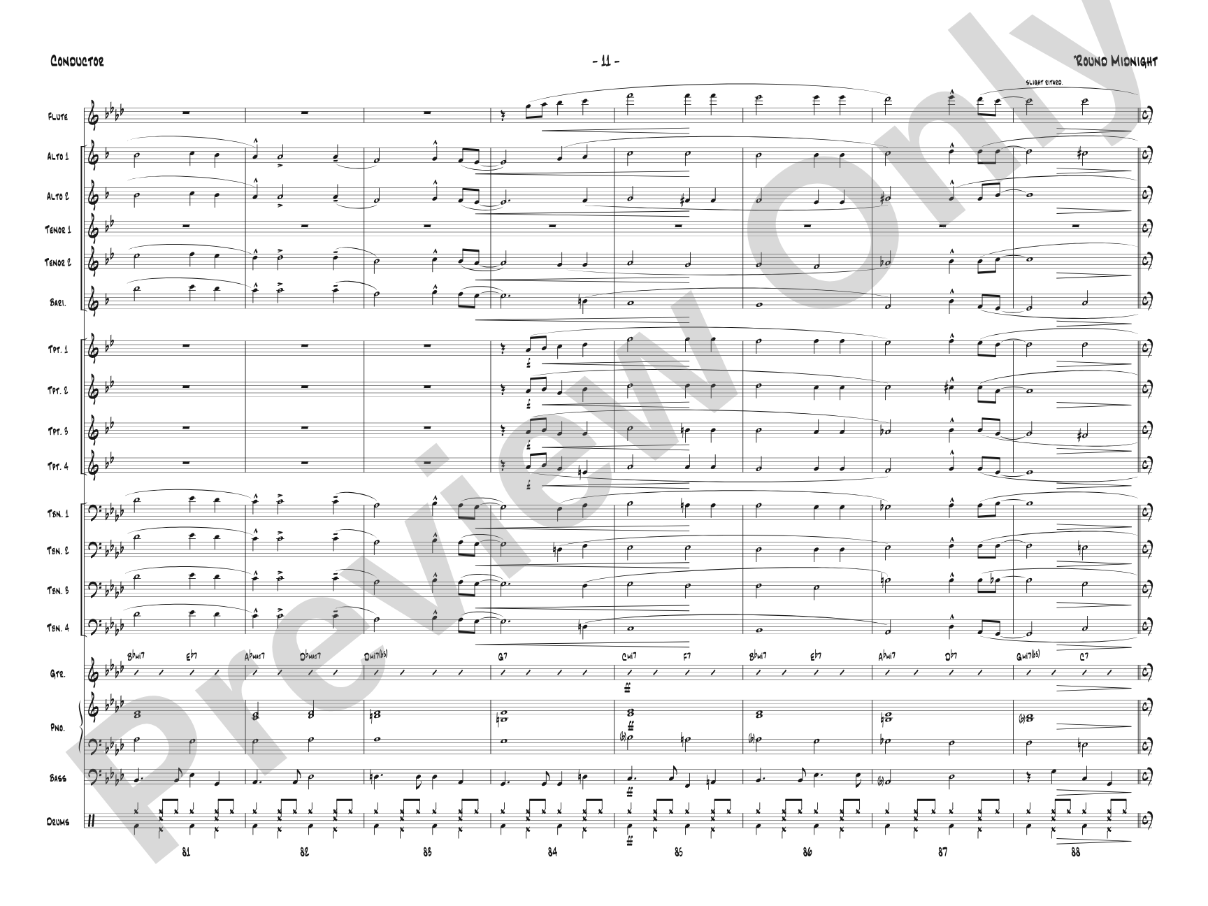 'Round Midnight: Jazz Ensemble Conductor Score & Parts