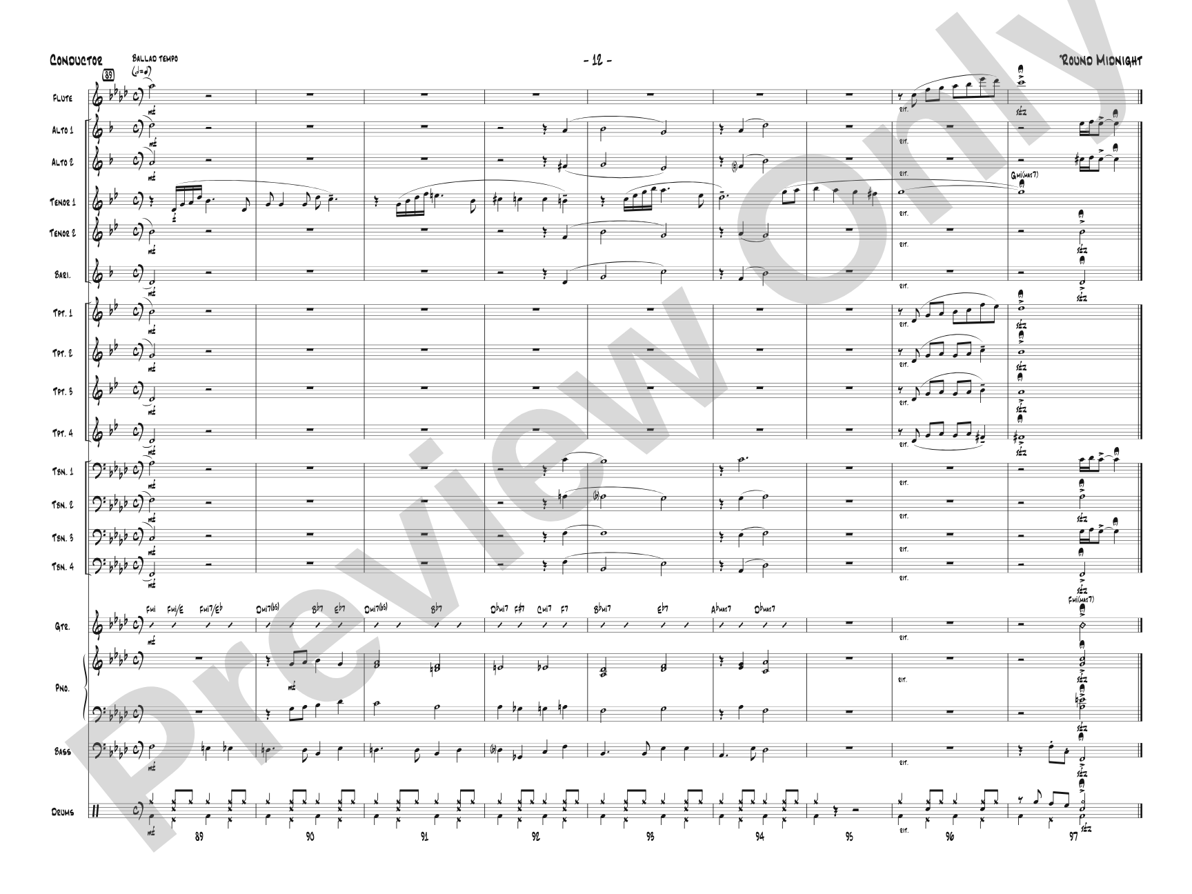 'Round Midnight: Jazz Ensemble Conductor Score & Parts