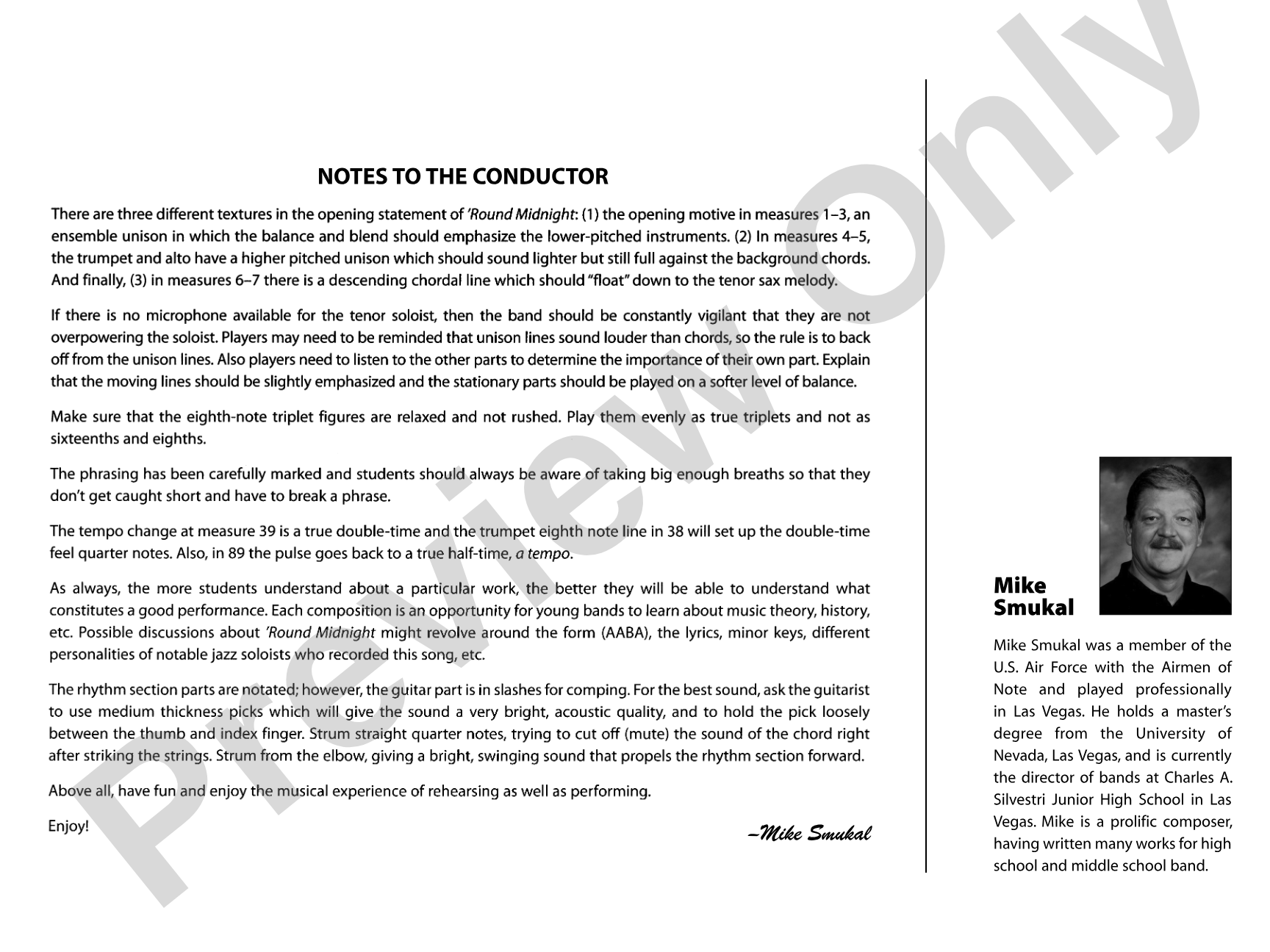 'Round Midnight: Jazz Ensemble Conductor Score & Parts