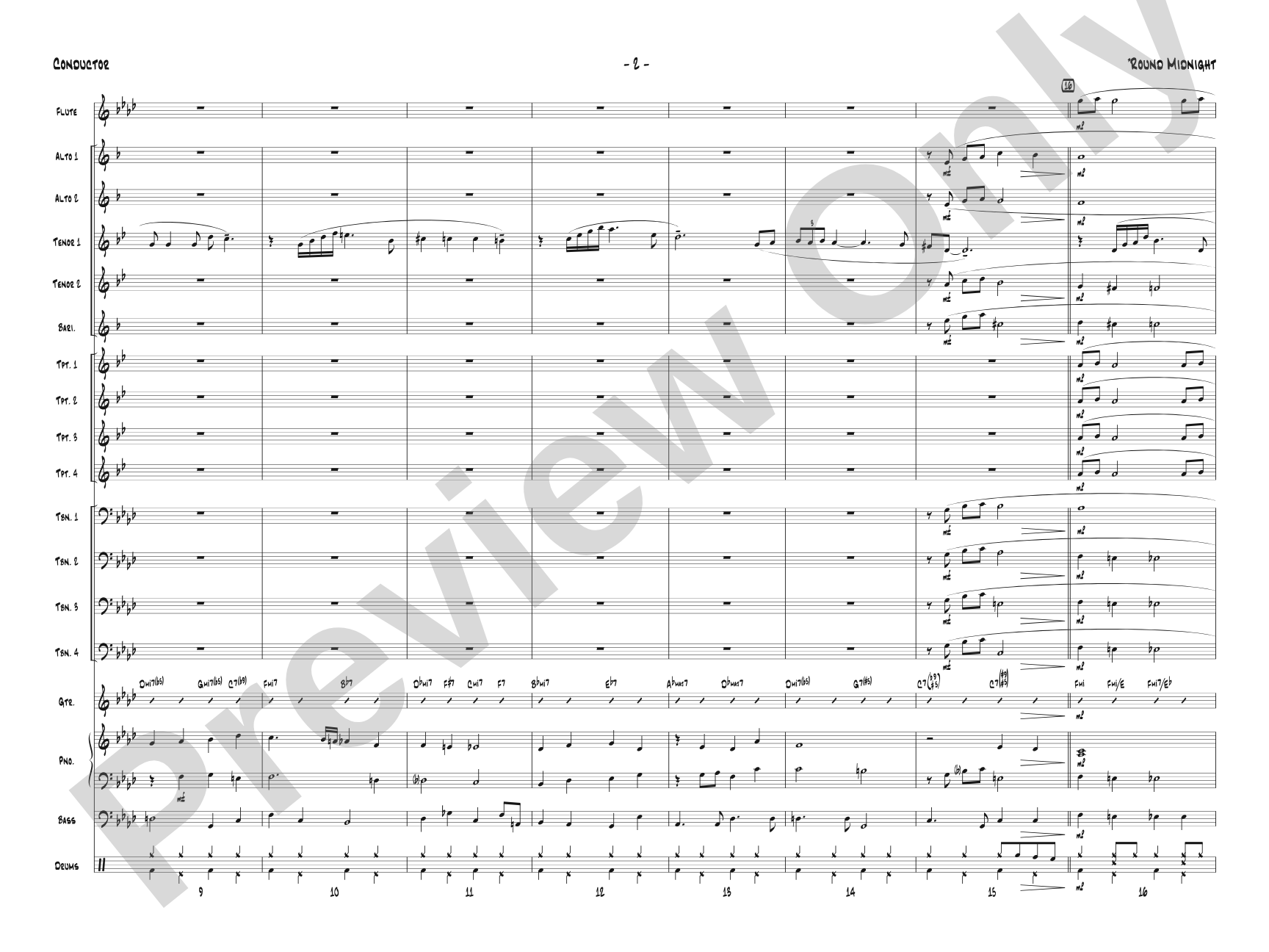 'Round Midnight: Jazz Ensemble Conductor Score & Parts