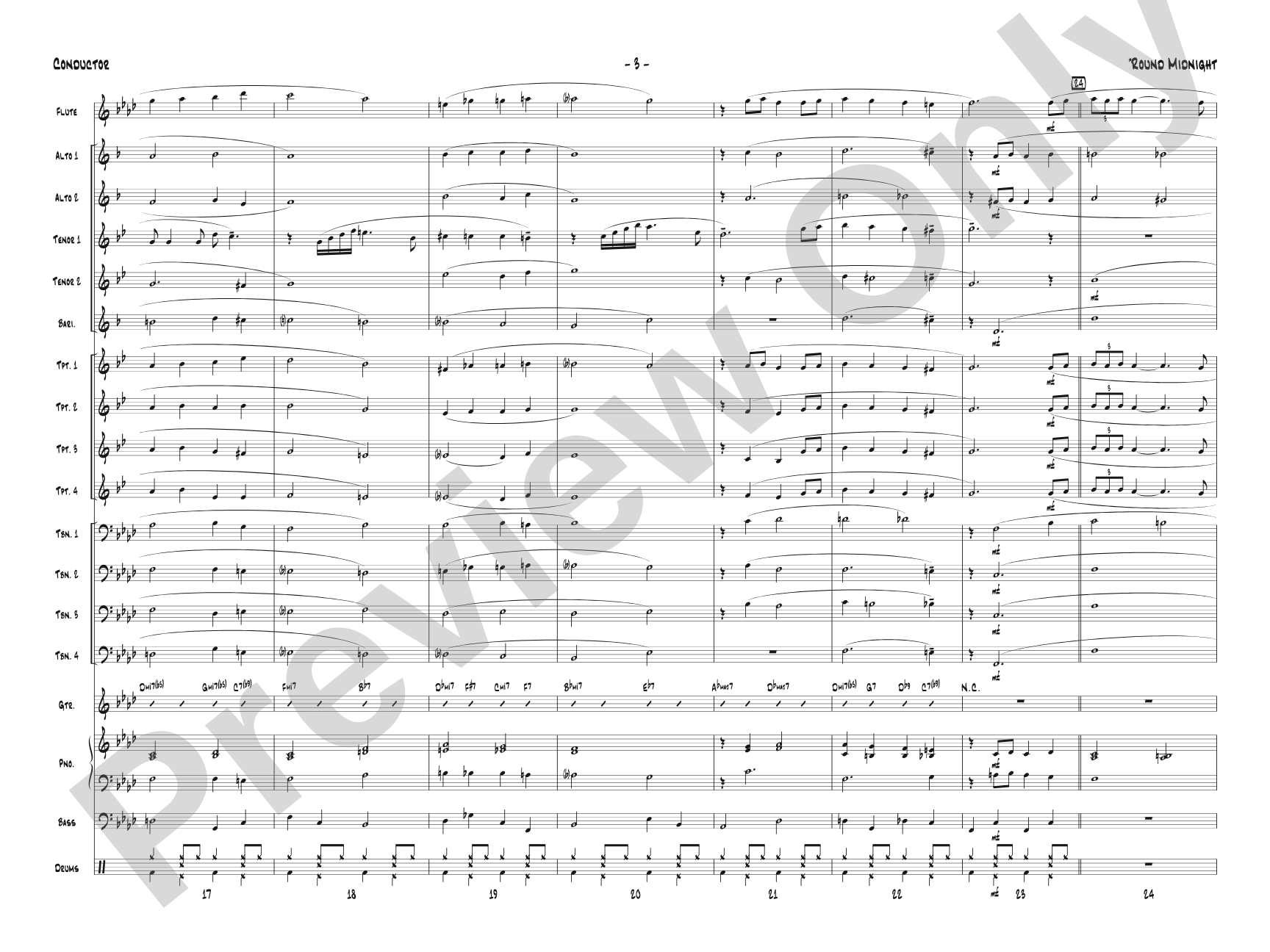 'Round Midnight: Jazz Ensemble Conductor Score & Parts
