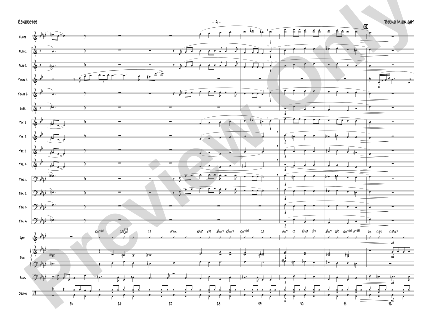 'Round Midnight: Jazz Ensemble Conductor Score & Parts