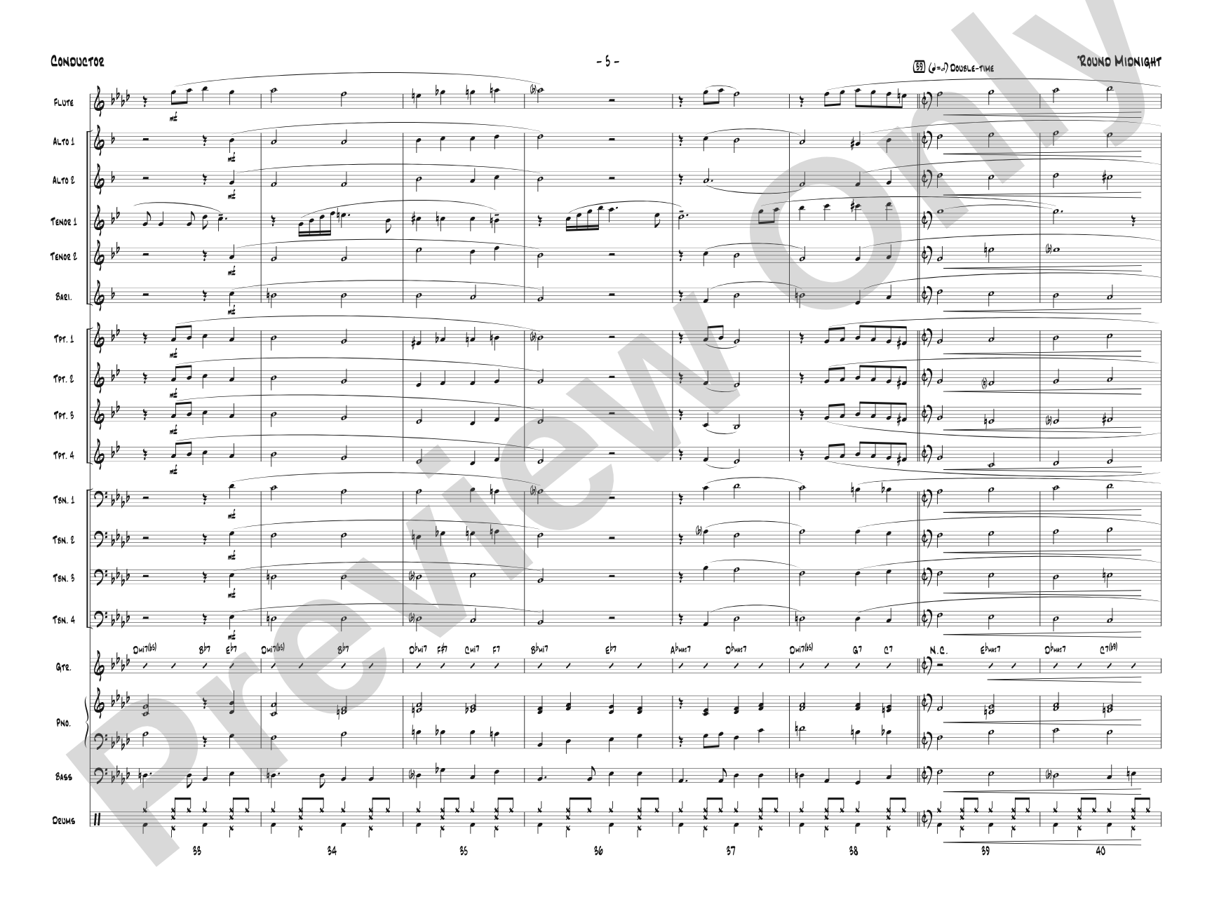 'Round Midnight: Jazz Ensemble Conductor Score & Parts