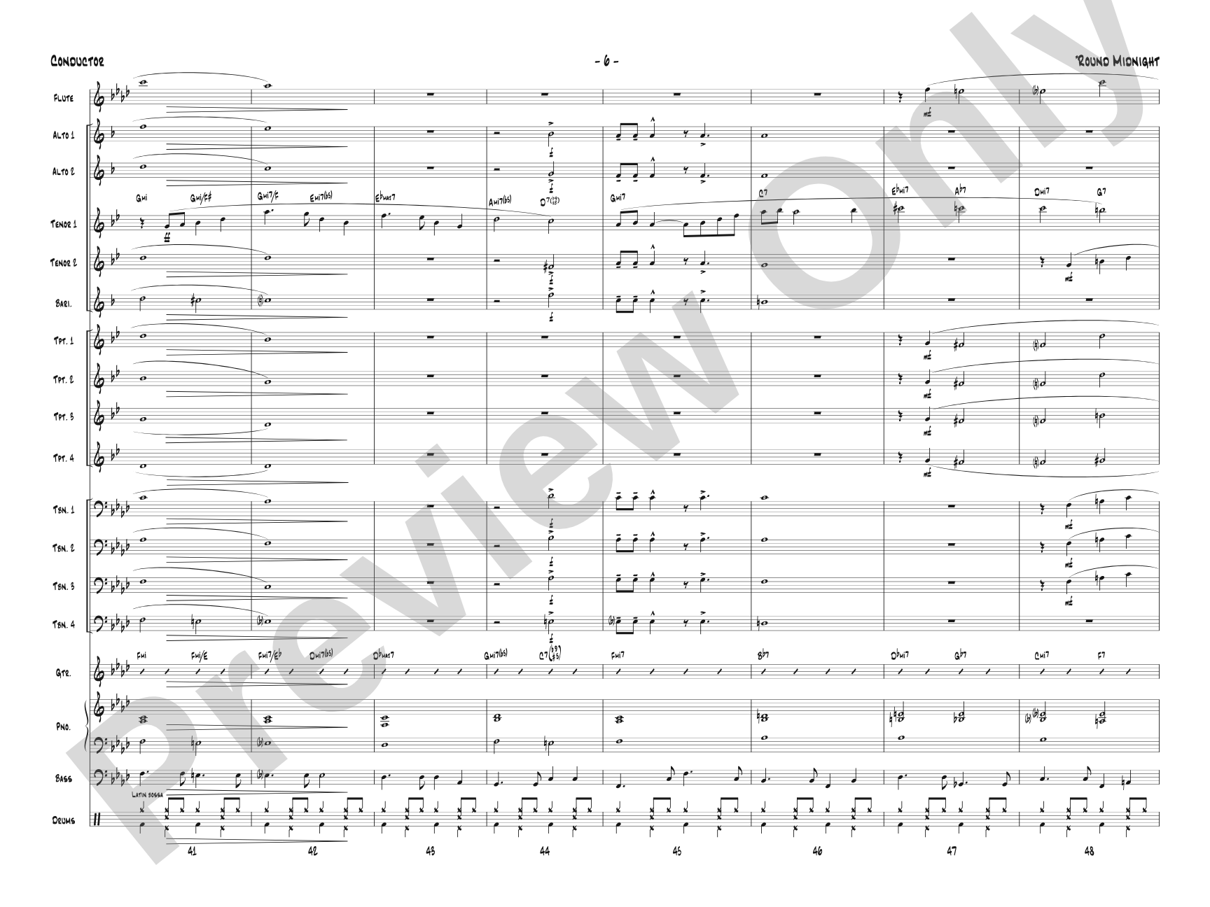 'Round Midnight: Jazz Ensemble Conductor Score & Parts