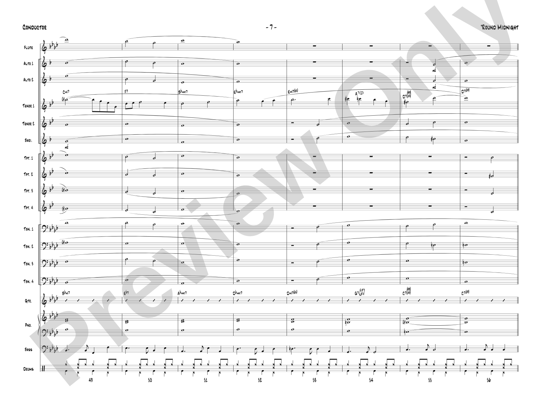 'Round Midnight: Jazz Ensemble Conductor Score & Parts