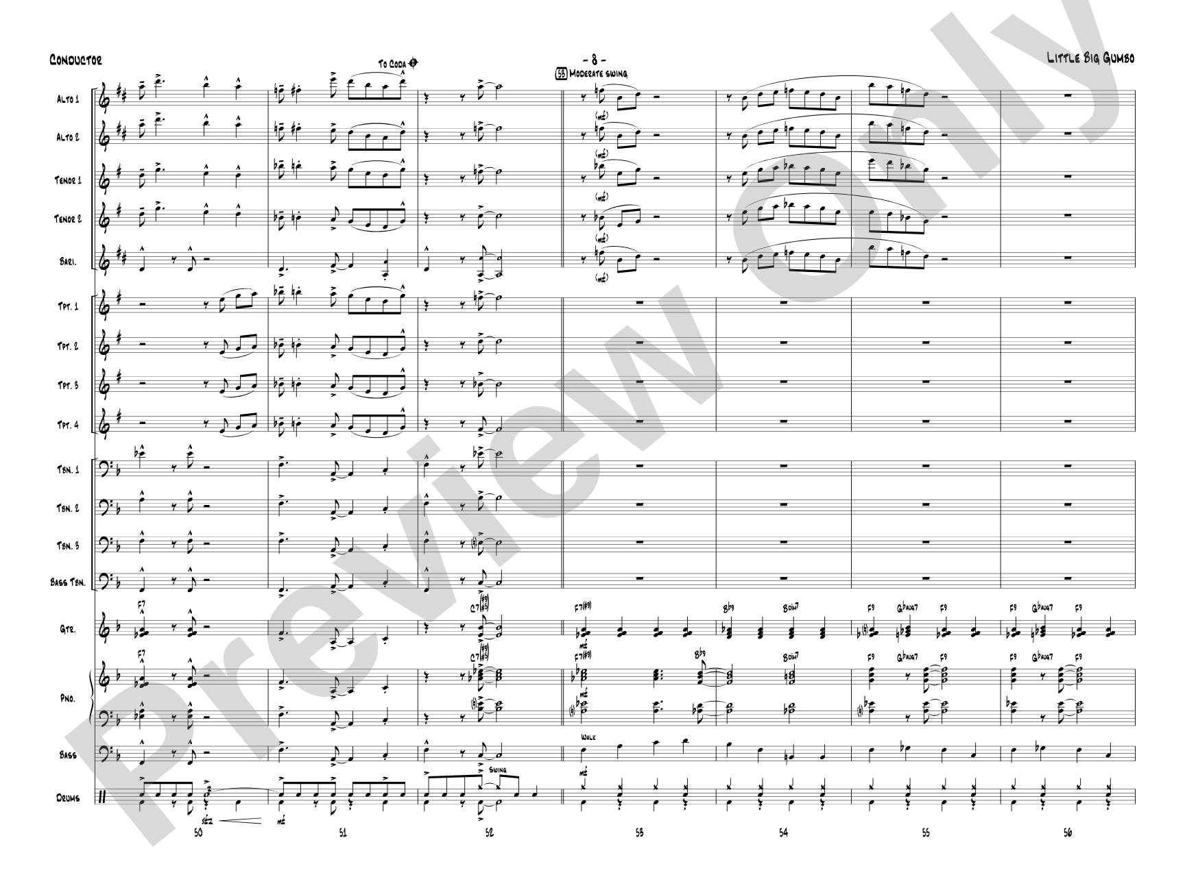 Little Big Gumbo: Jazz Ensemble Conductor Score & Parts